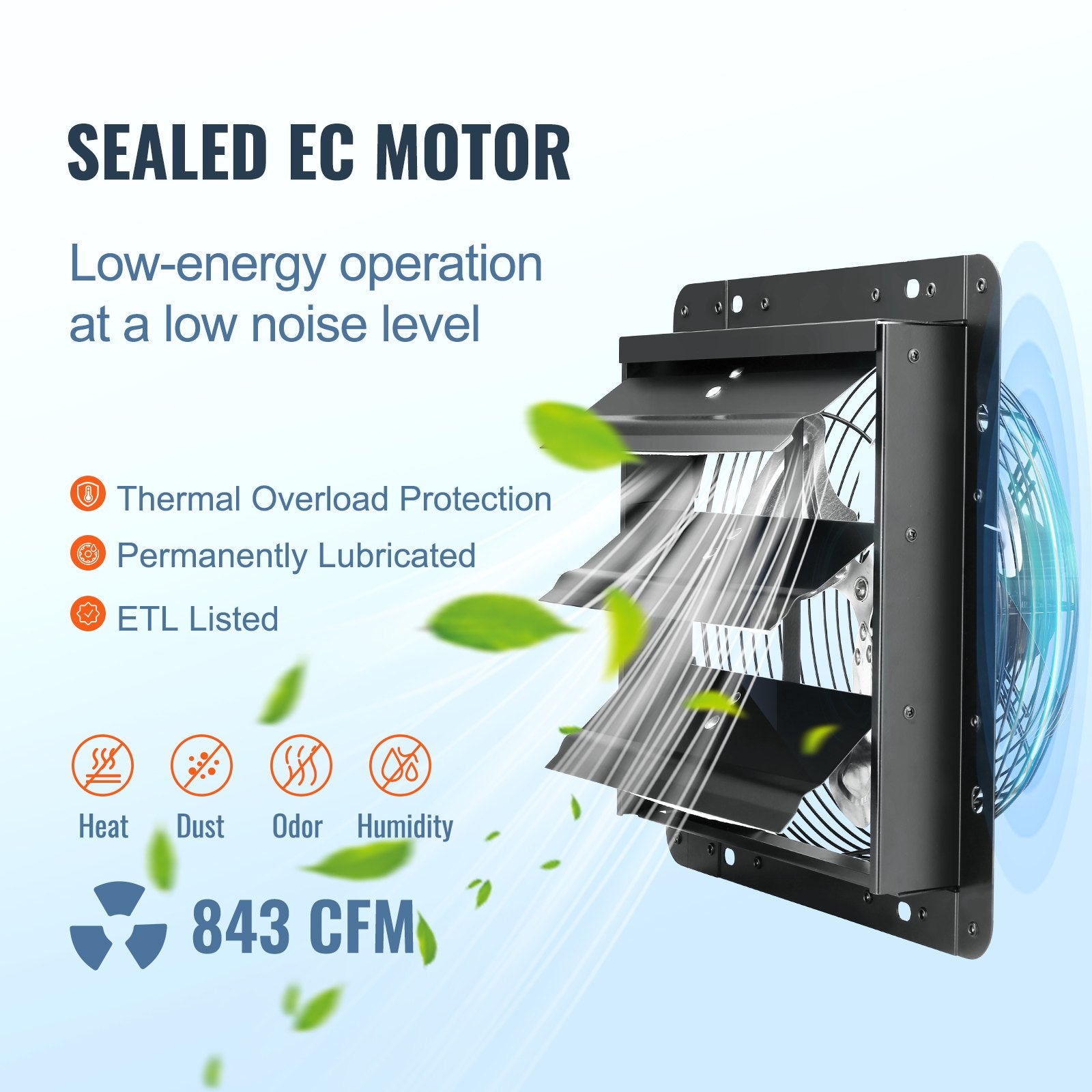 VEVOR Shutter Exhaust Fan, 254mm / 10inch  with Temperature Humidity Controller 3