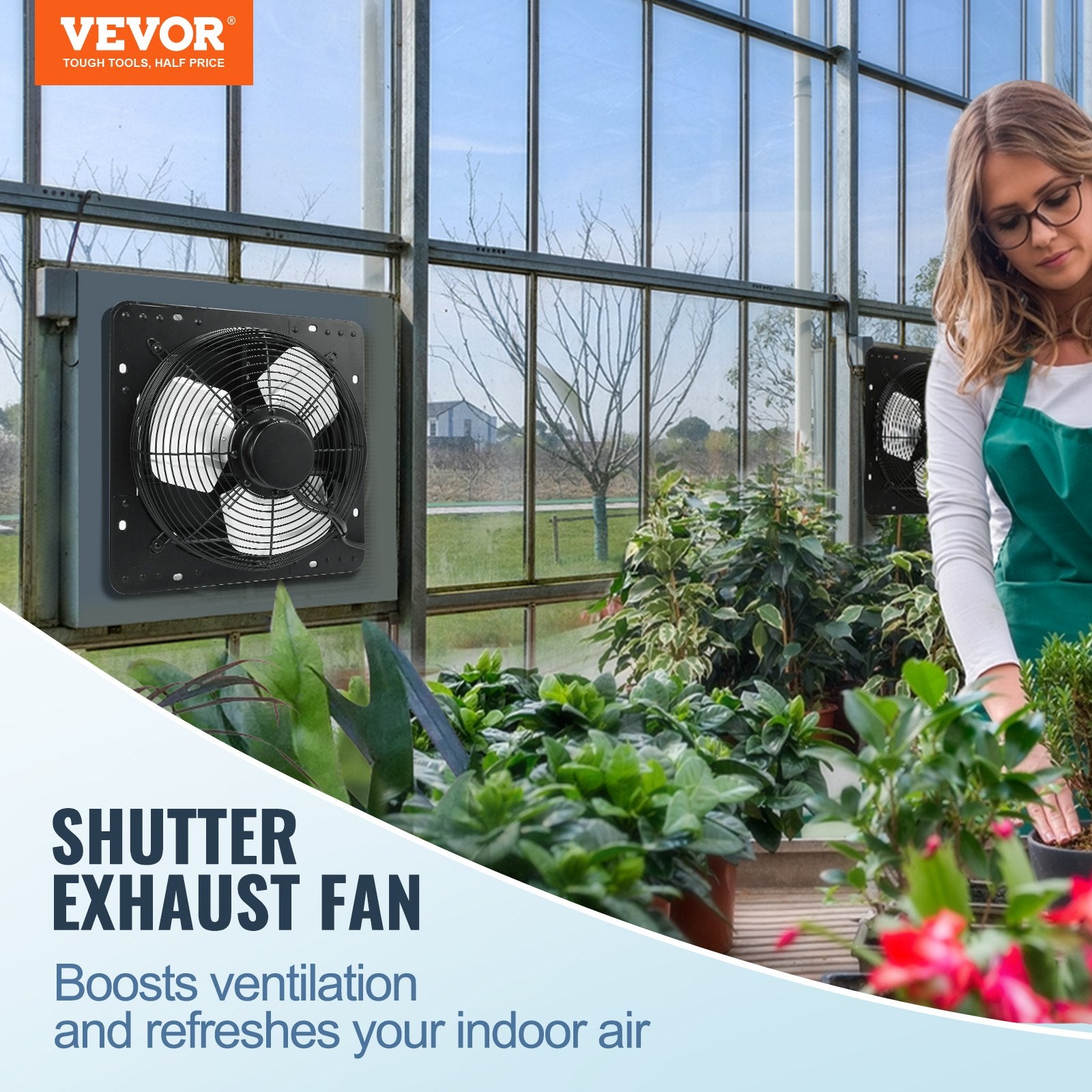 VEVOR Shutter Exhaust Fan, 305 mm /12 inch with Temperature Humidity Controller
