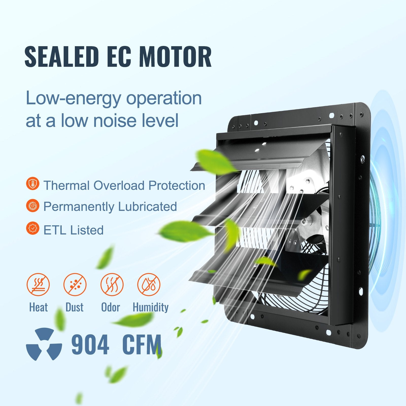 VEVOR Shutter Exhaust Fan, 305 mm /12 inch with Temperature Humidity Controller 4