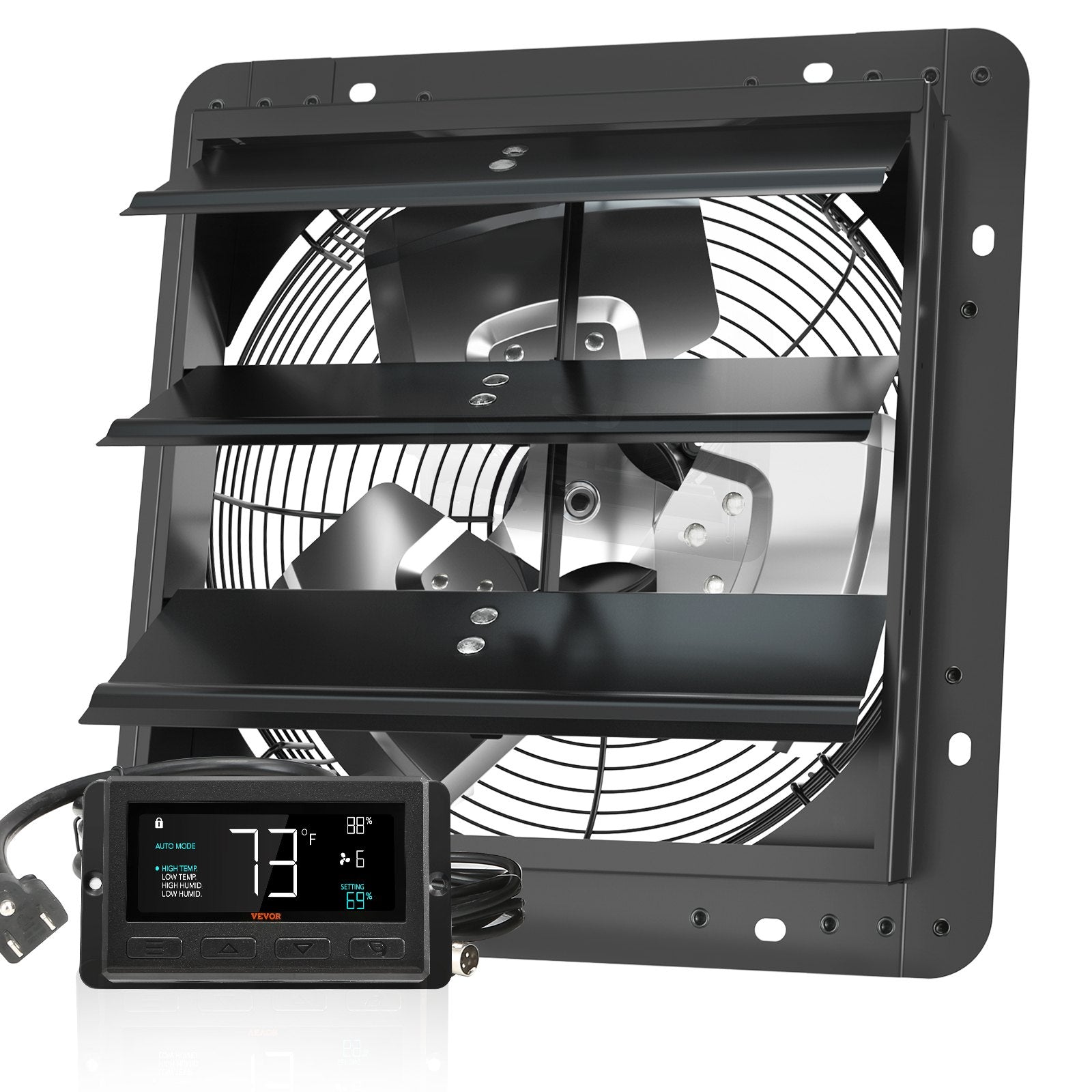 VEVOR Shutter Exhaust Fan, 305 mm /12 inch with Temperature Humidity Controller 9