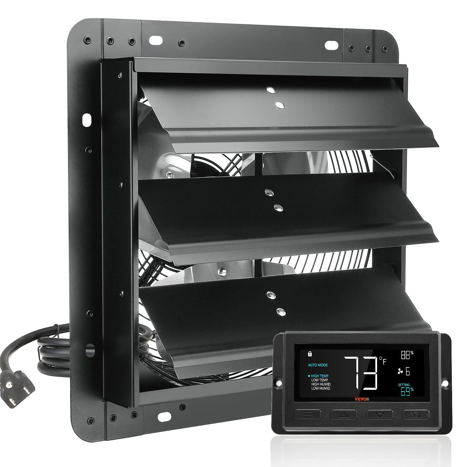 VEVOR Shutter Exhaust Fan, 305 mm /12 inch with Temperature Humidity Controller 10