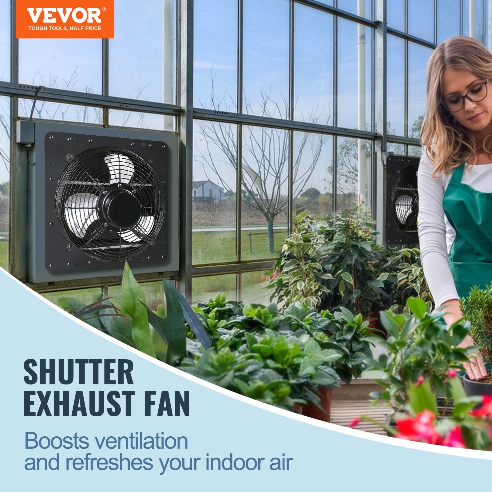 VEVOR Shutter Exhaust Fan, 356 mm / 14inch with Temperature Humidity Controller