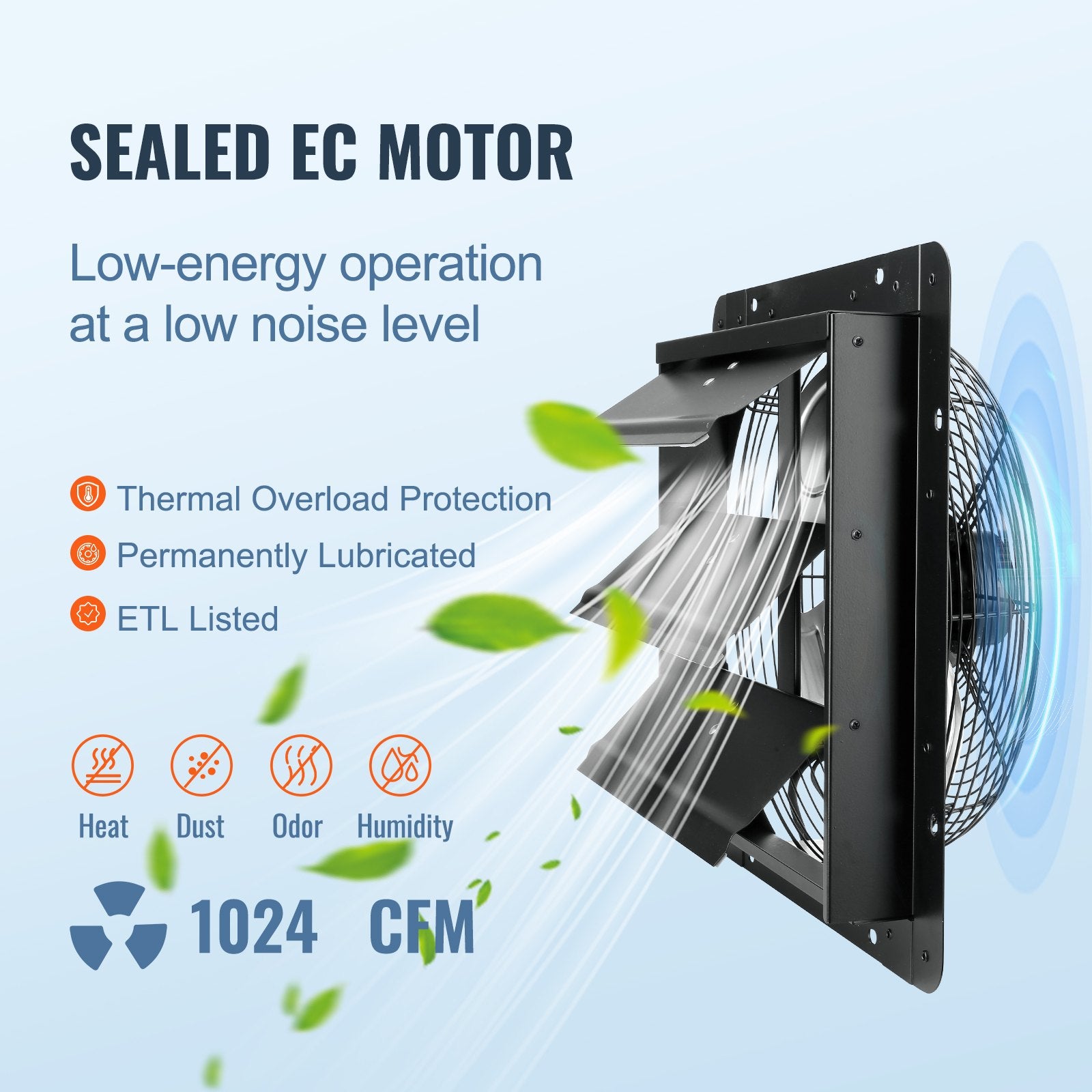 VEVOR Shutter Exhaust Fan, 356 mm / 14inch with Temperature Humidity Controller 4