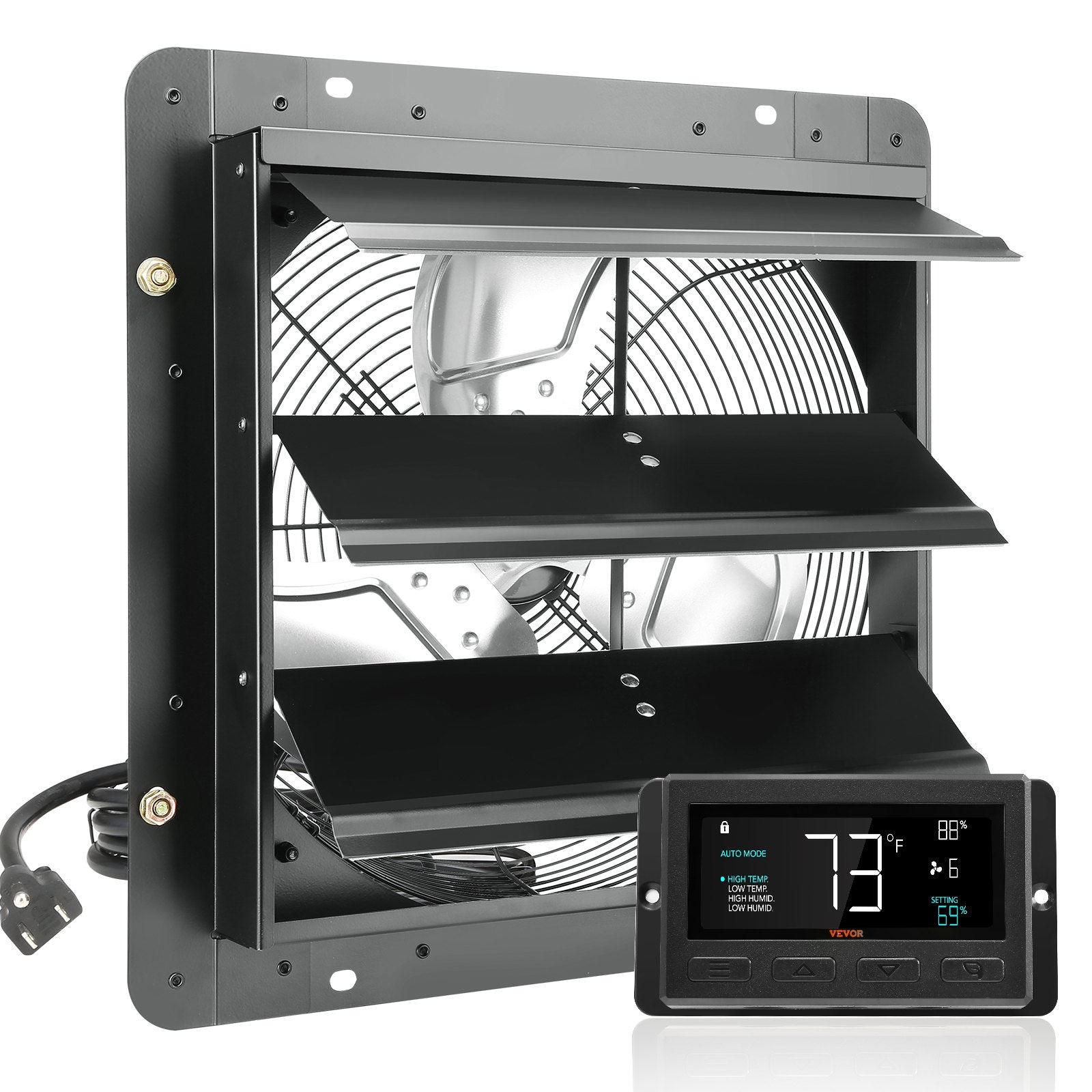 VEVOR Shutter Exhaust Fan, 356 mm / 14inch with Temperature Humidity Controller 10