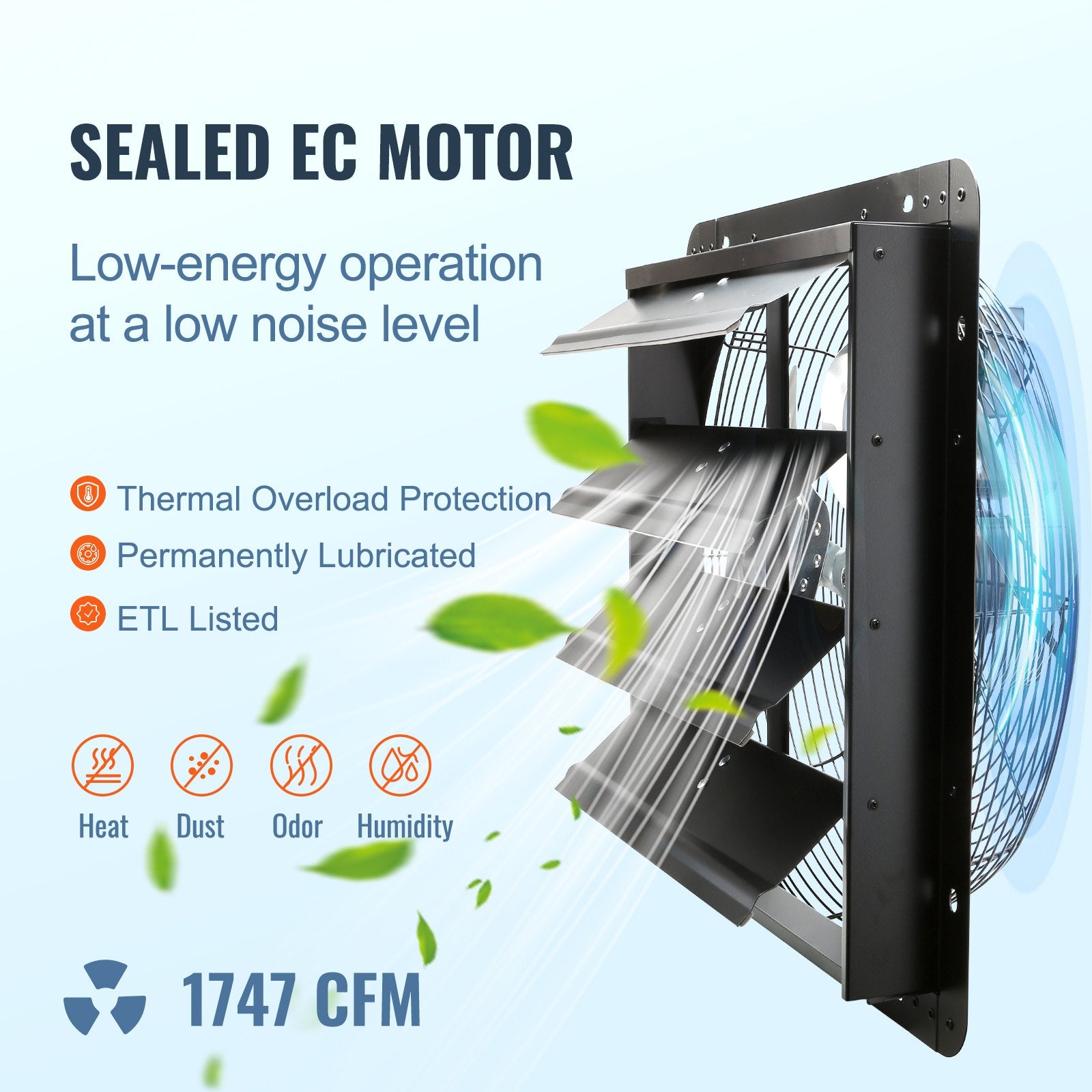 VEVOR Shutter Exhaust Fan, 406 mm /16inch with Temperature Humidity Controller 3