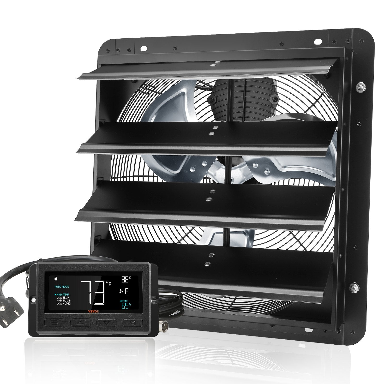 VEVOR Shutter Exhaust Fan, 406 mm /16inch with Temperature Humidity Controller 7