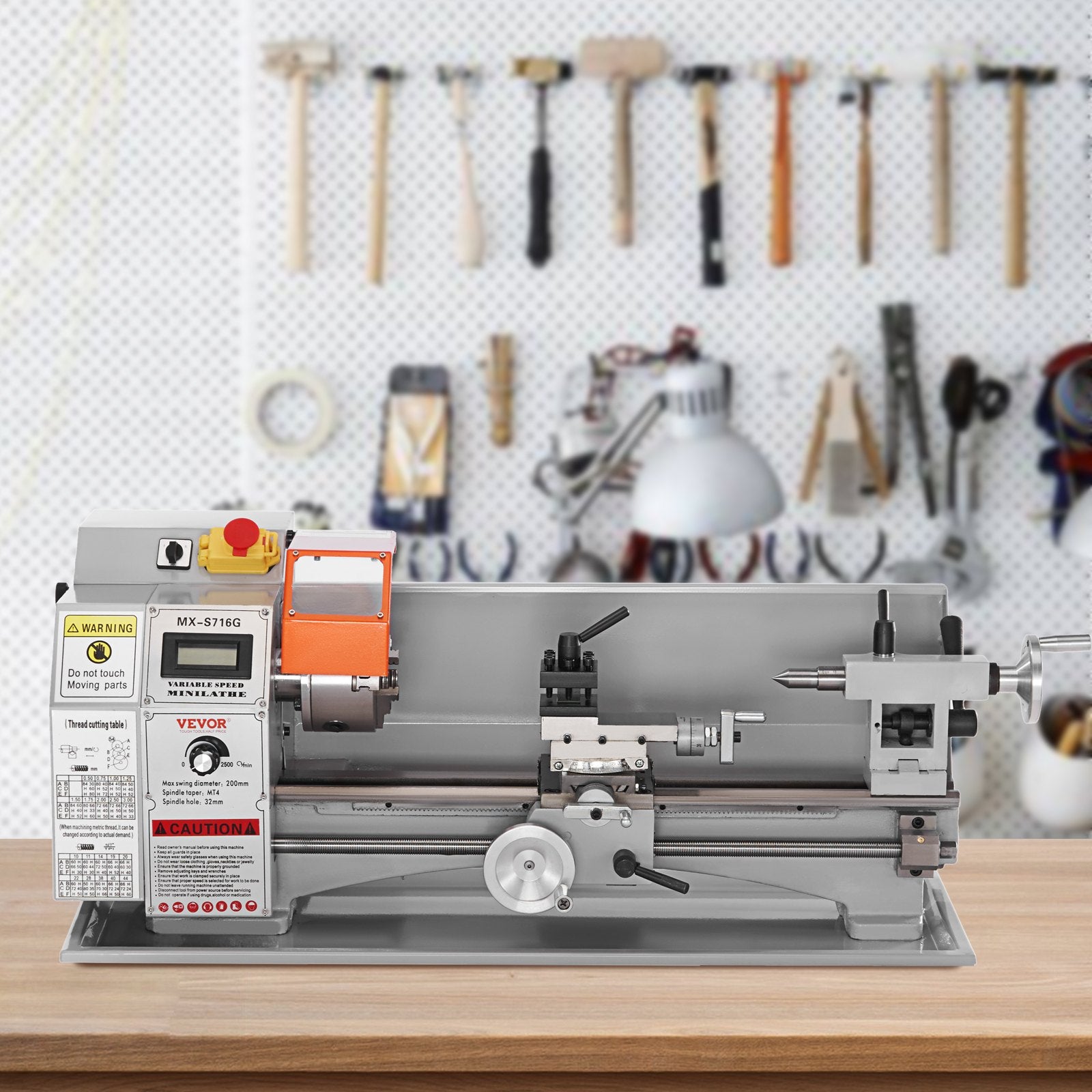 VEVOR Mini Metal Lathe Machine, 180 x 400 mm, 800W Precision Benchtop Power Metal Lathe, 150-2500 RPM Continuously Variable Speed, with 3-jaw Metal Chuck Tool Box for Processing Precision Parts 8