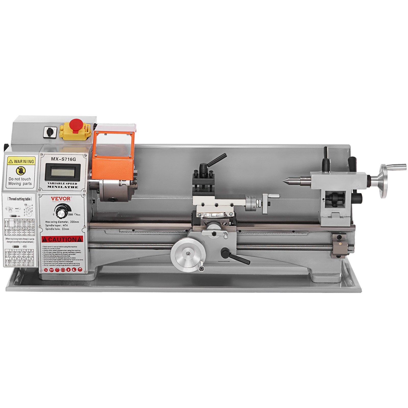VEVOR Mini Metal Lathe Machine, 180 x 400 mm, 800W Precision Benchtop Power Metal Lathe, 150-2500 RPM Continuously Variable Speed, with 3-jaw Metal Chuck Tool Box for Processing Precision Parts 10
