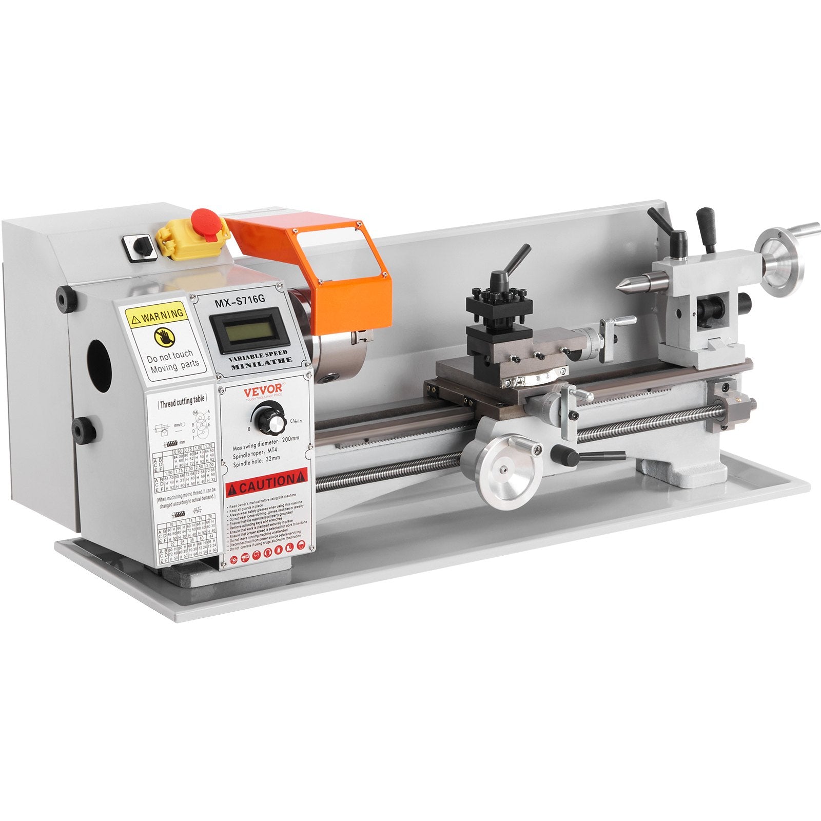 VEVOR Mini Metal Lathe Machine, 180 x 400 mm, 800W Precision Benchtop Power Metal Lathe, 150-2500 RPM Continuously Variable Speed, with 3-jaw Metal Chuck Tool Box for Processing Precision Parts 11
