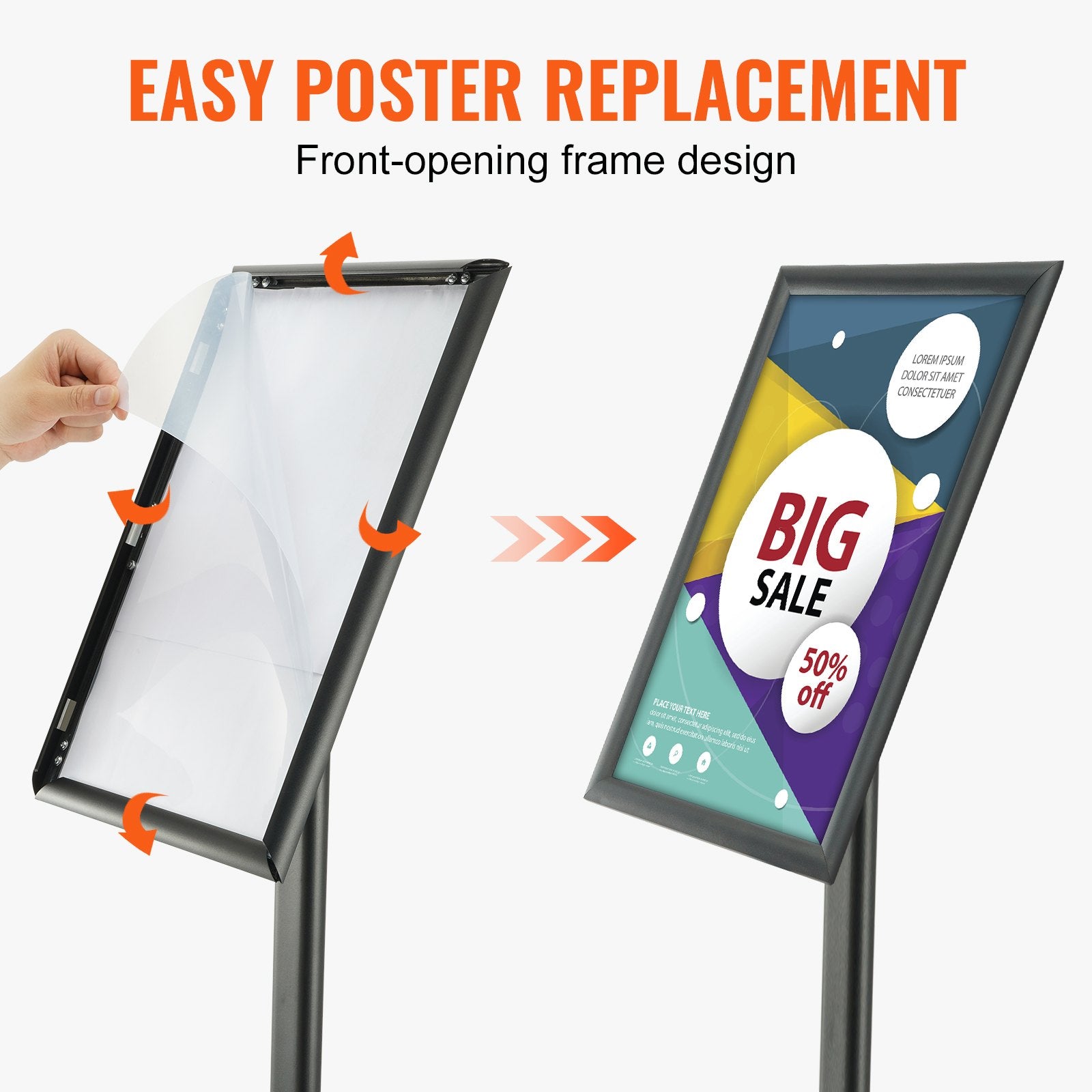 VEVOR Pedestal Sign Holder Adjustable Poster Stand 11 x 17 Inch Metal Base 6