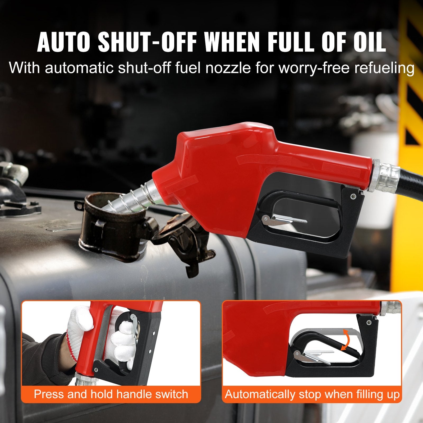 VEVOR Fuel Transfer Pump, 12V DC, 10 GPM, 8 m Lift, Portable Electric Diesel Transfer Extractor Pump Kit with Automatic Shut-off Nozzle, Delivery & Suction Hose for Diesel, Kerosene, Transformer Oil 4