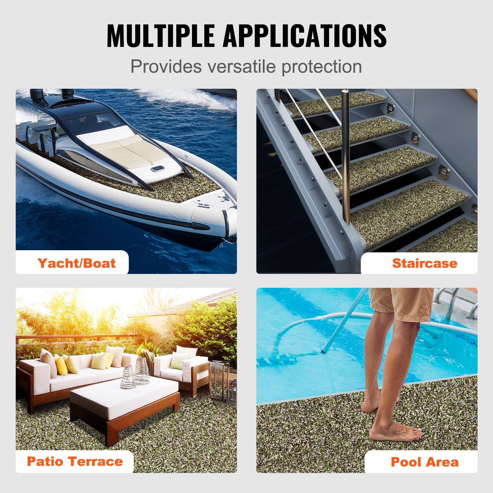 VEVOR Boat Flooring, EVA Foam Boat Decking 94.5" x 35.4", Non-Slip Self-Adhesive Flooring, 23.2 sq.ft Marine Carpet for Boats, Yacht, Pontoon, Kayak Decking 6