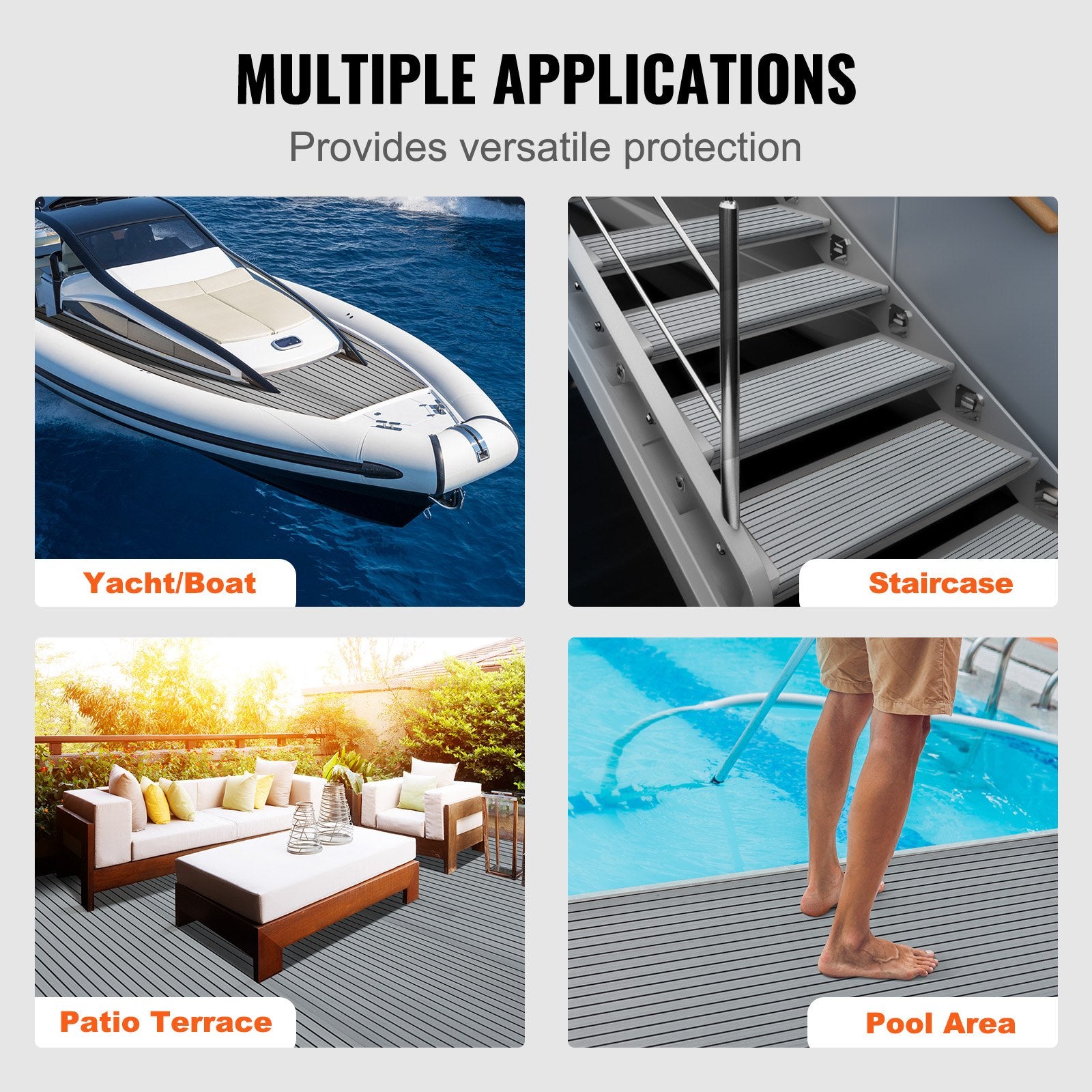VEVOR Boat Flooring, EVA Foam Boat Decking 94.5" x 45.7", Non-Slip Self-Adhesive Flooring, 29.9 sq.ft Marine Carpet for Boats, Yacht, Pontoon, Kayak Decking 6