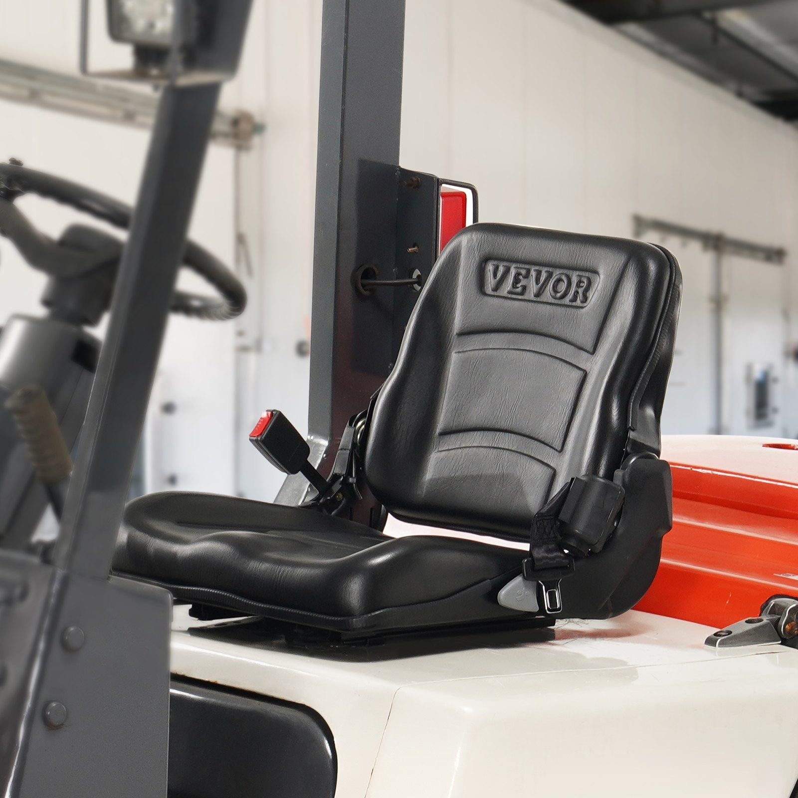 VEVOR Universal Forklift Seat, Fold Down Tractor Seat with Adjustable Angle Back, Micro Switch and Retractable Seatbelt, 16-34 cm Slot Forklift Seat for Tractor Loader Excavator 7