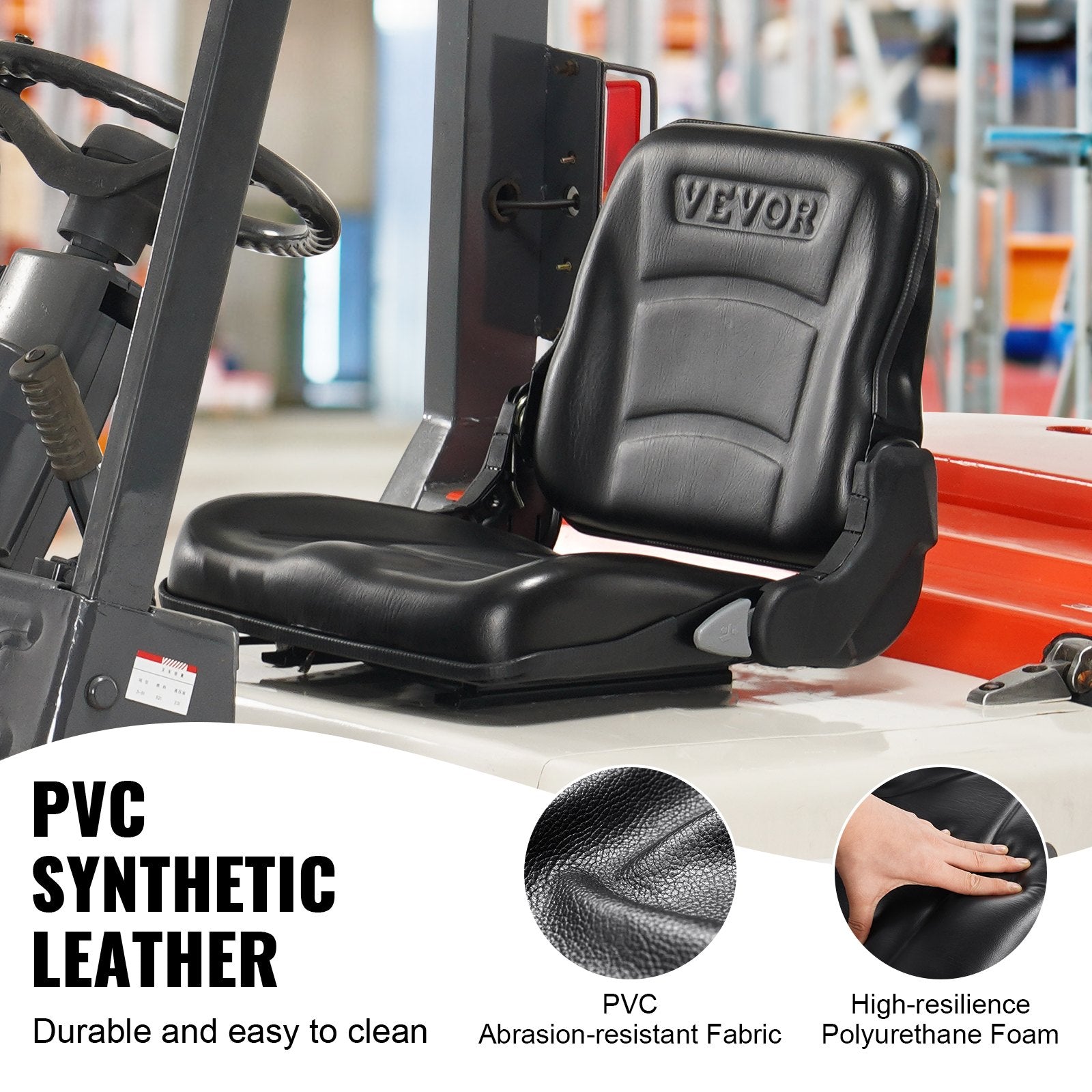 VEVOR Universal Forklift Seat, Fold Down Tractor Seat with Adjustable Angle Back and Micro Switch, 16-34 cm Extended Slot Comfortable Forklift Seat for Tractor Loader Excavator 5
