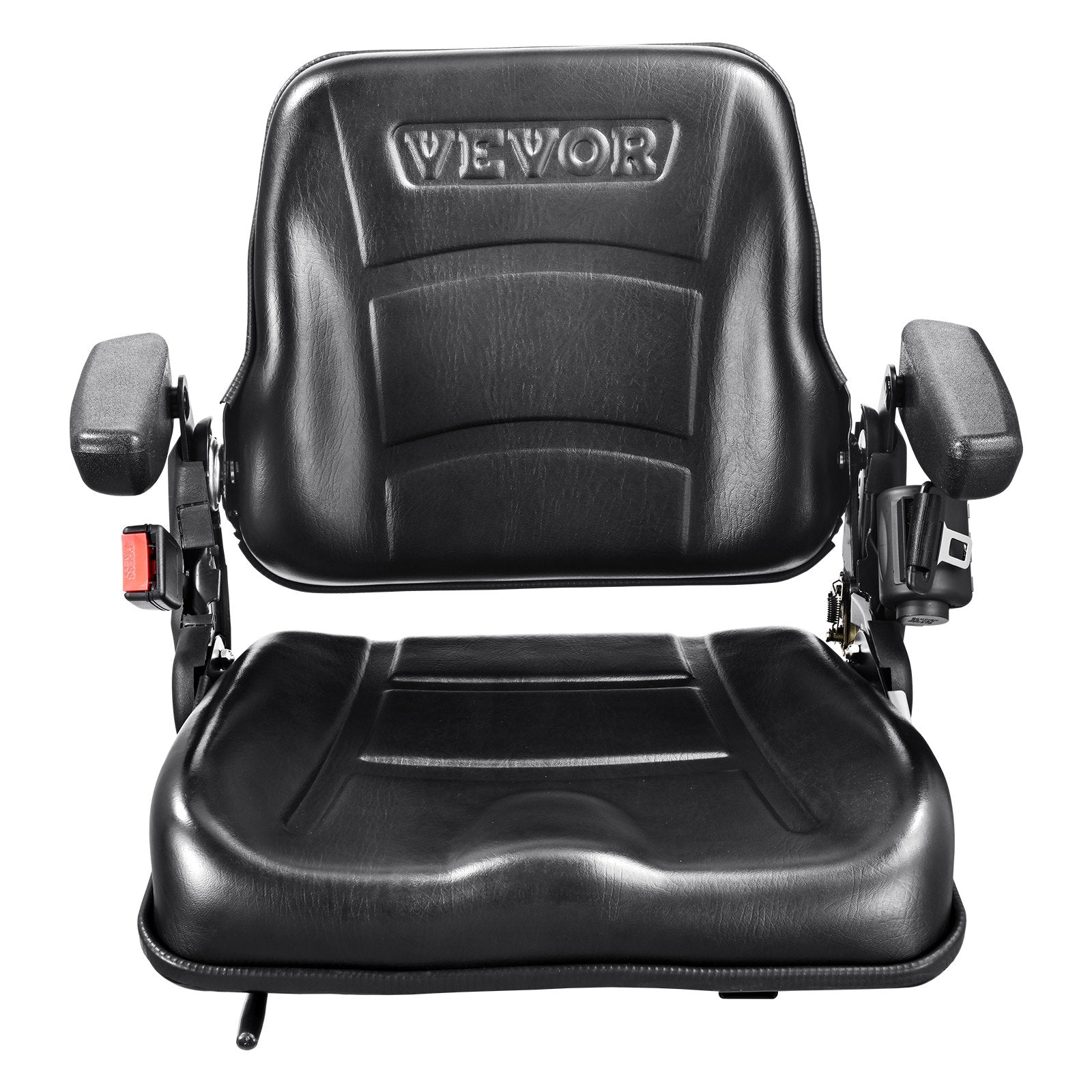 VEVOR Universal Forklift Seat, Fold Down Tractor Seat with Adjustable Angle Back, Micro Switch, Seatbelt and Armrests, 16-34 cm Slot Tractor Seat for Tractor Loader Excavator 9