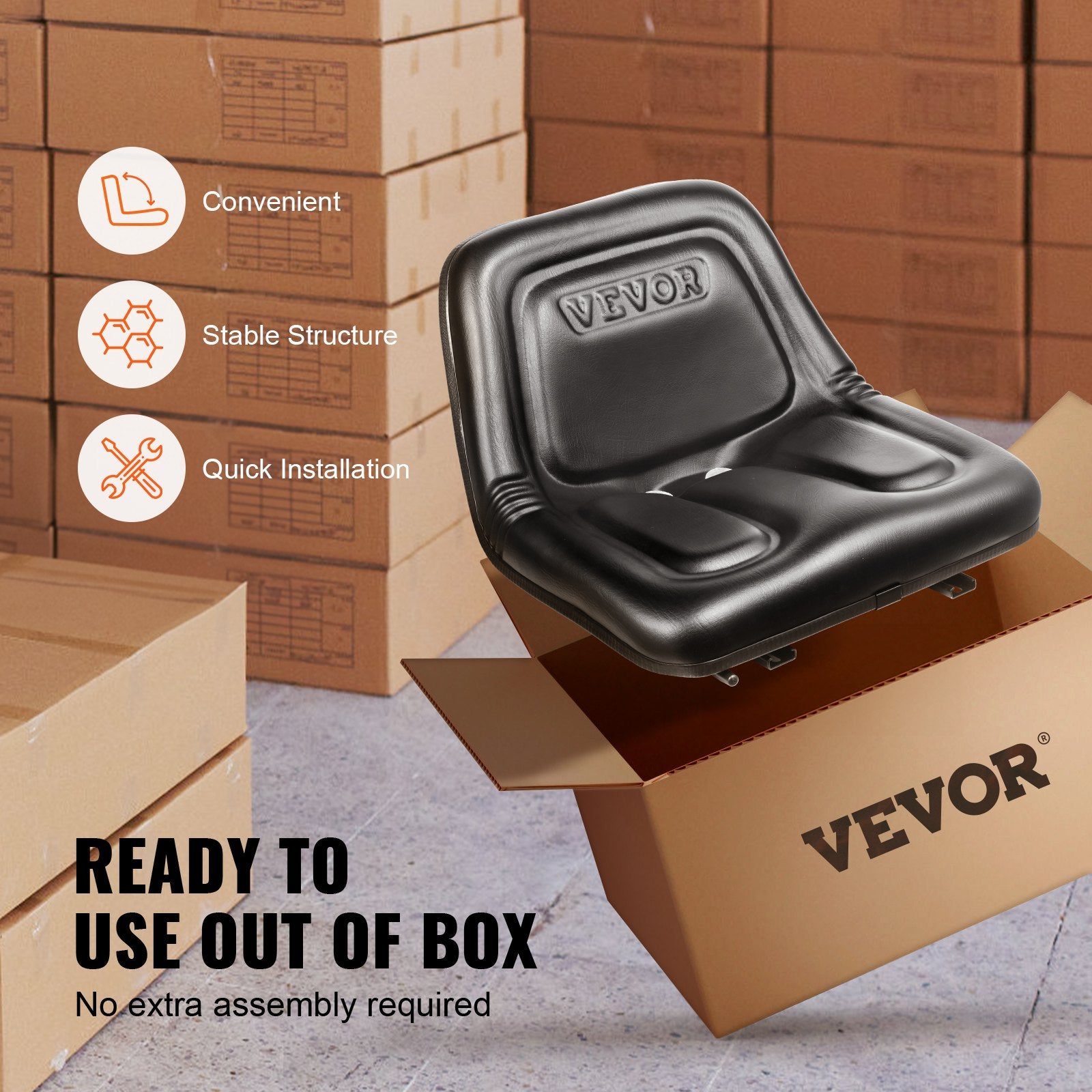 VEVOR Universal Tracor Seat, Lawn Mower Seat with Micro Switch and Drainage Holes, 16-34 cm Extended Slot Tractor Seat for Tractor Loader Excavator 6
