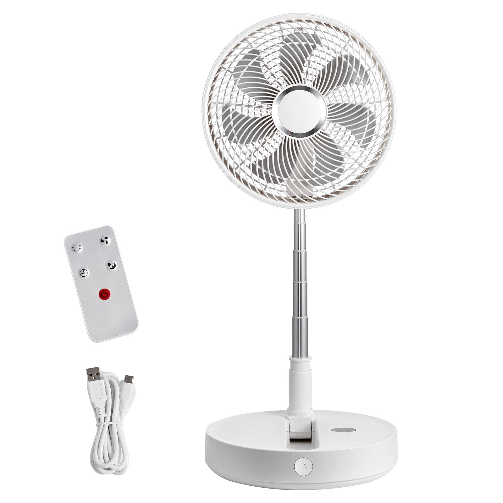 VEVOR 12 Inch Foldable Oscillating Standing Fan with Remote Control, 4 Speed Adjustable Portable Desk Quiet Fan, 7200mah Rechargeable USB Small Fan, Folded Rotating Floor Fan for Bedroom Office Travel 7