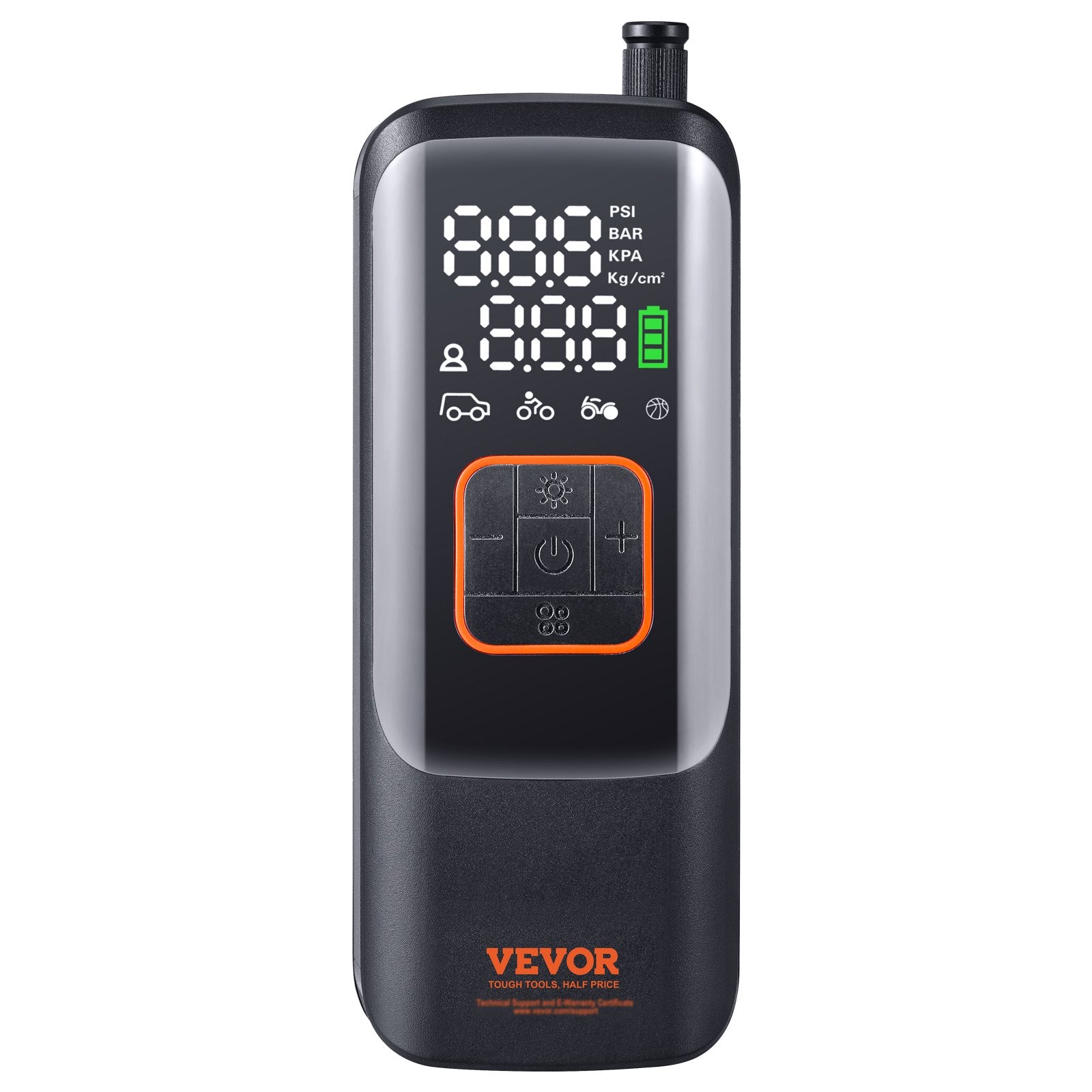 VEVOR Tire Inflator Portable Air Compressor, 150 PSI Electric Air Pump, 4000mAh Rechargeable Tire Pump with Auto-Off Function, LCD Pressure Gauge, 3 Nozzles, LED Light for Car Motorcycle Bike Ball 8