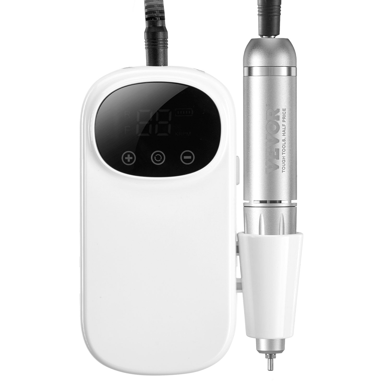 VEVOR Electric Rechargeable Nail Drill, 35,000RPM Portable Cordless Nail E File Machine, LCD-Display Acrylic Gel Grinder Tool with 6 Bits and 50PCS Sanding Bands for Manicure Pedicure Carve Polish 11