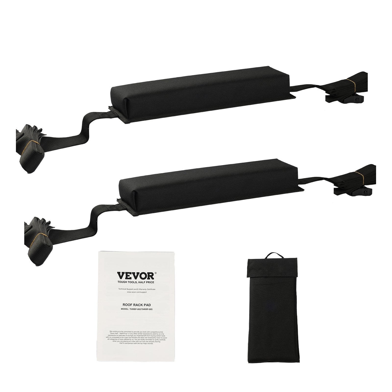 VEVOR Soft Roof Rack Pads 15.5in 176lbs Load Capacity for Kayak Canoe Surfboard 9