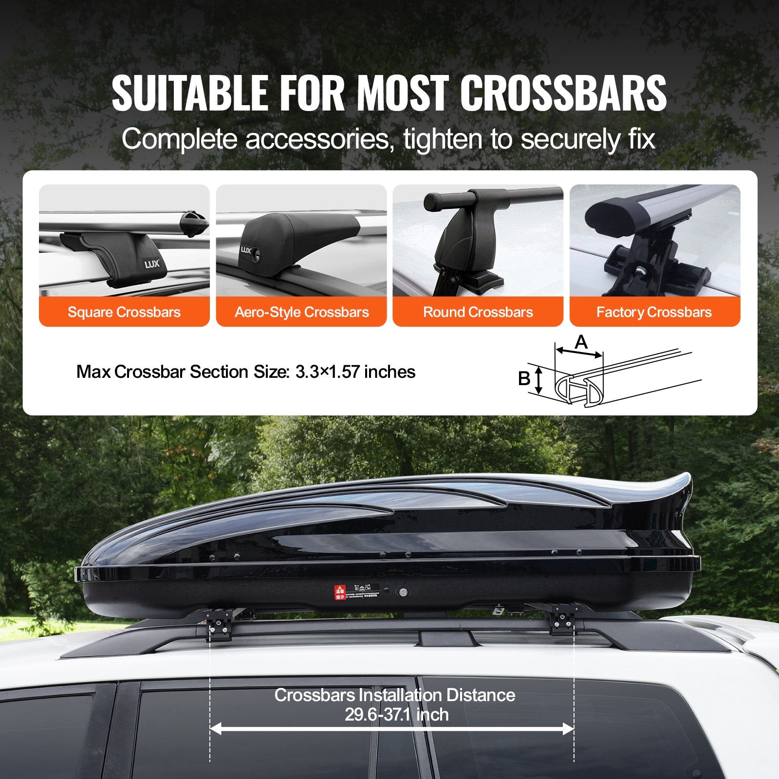 VEVOR Rooftop Cargo Carrier 340 L Luggage Storage Box ABS for SUVs Cars 3