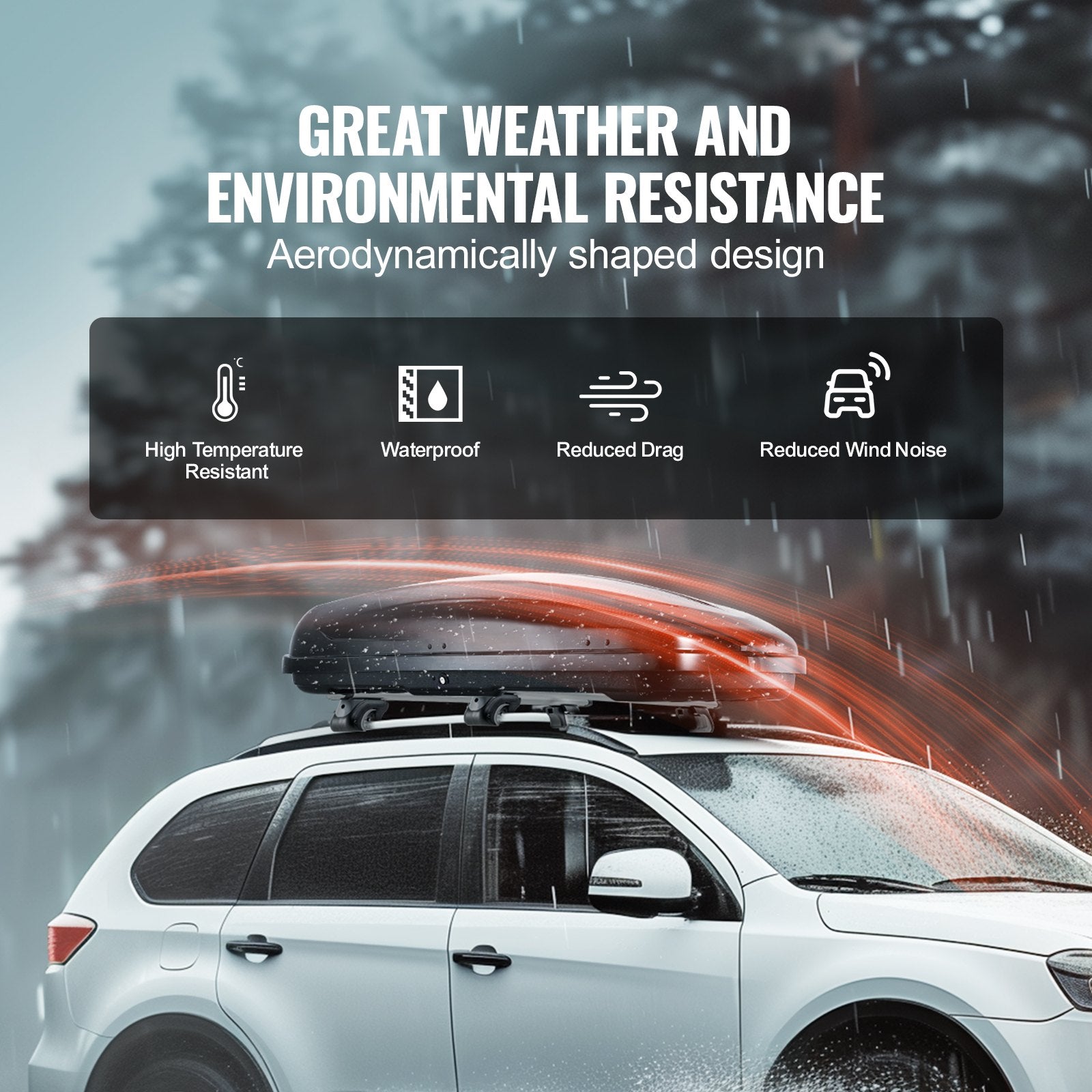 VEVOR Rooftop Cargo Carrier 220 L Luggage Storage Box ABS for SUVs Cars 6