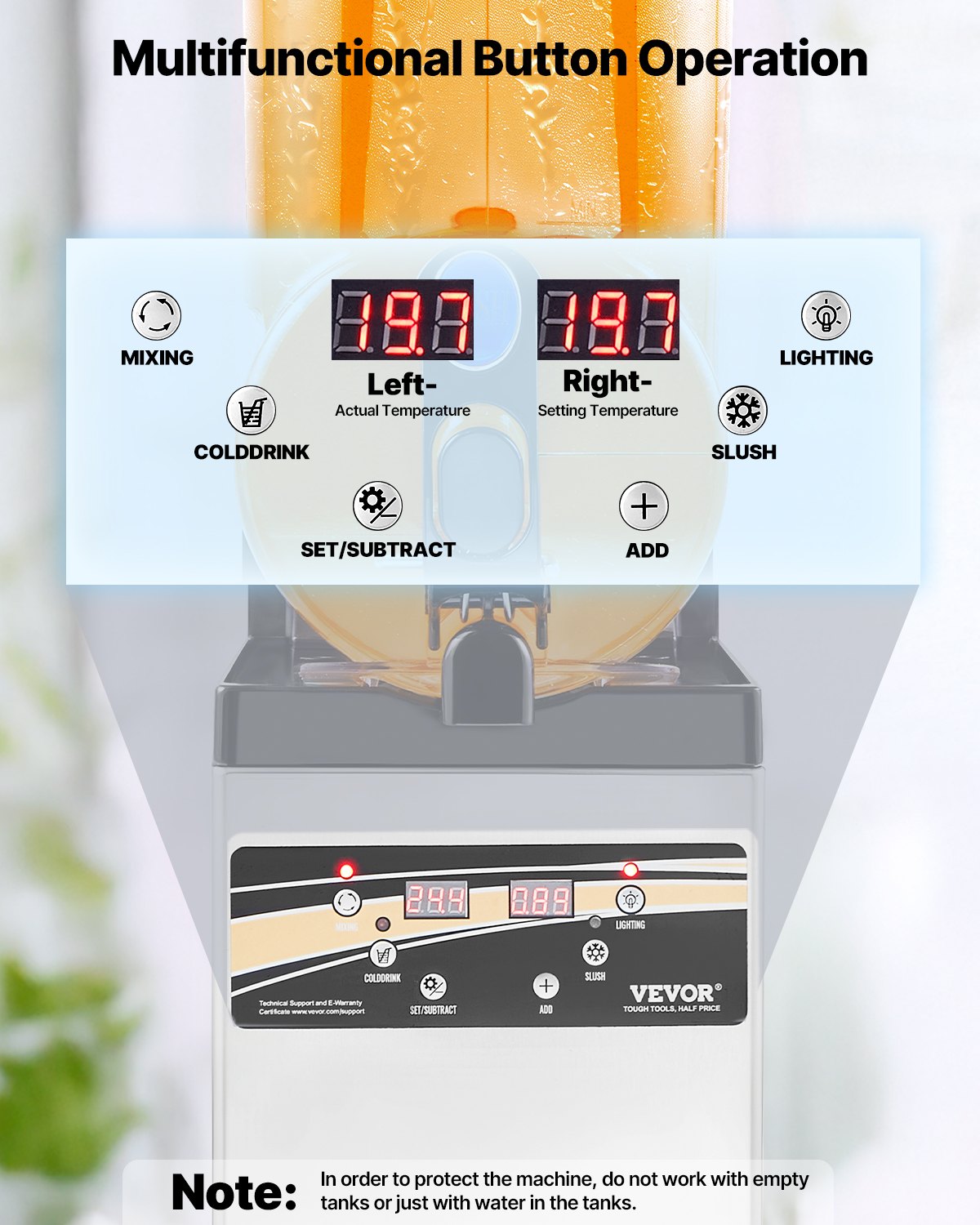VEVOR Commercial Slushy Machine 15L Margarita Smoothie Frozen Drink Maker 4