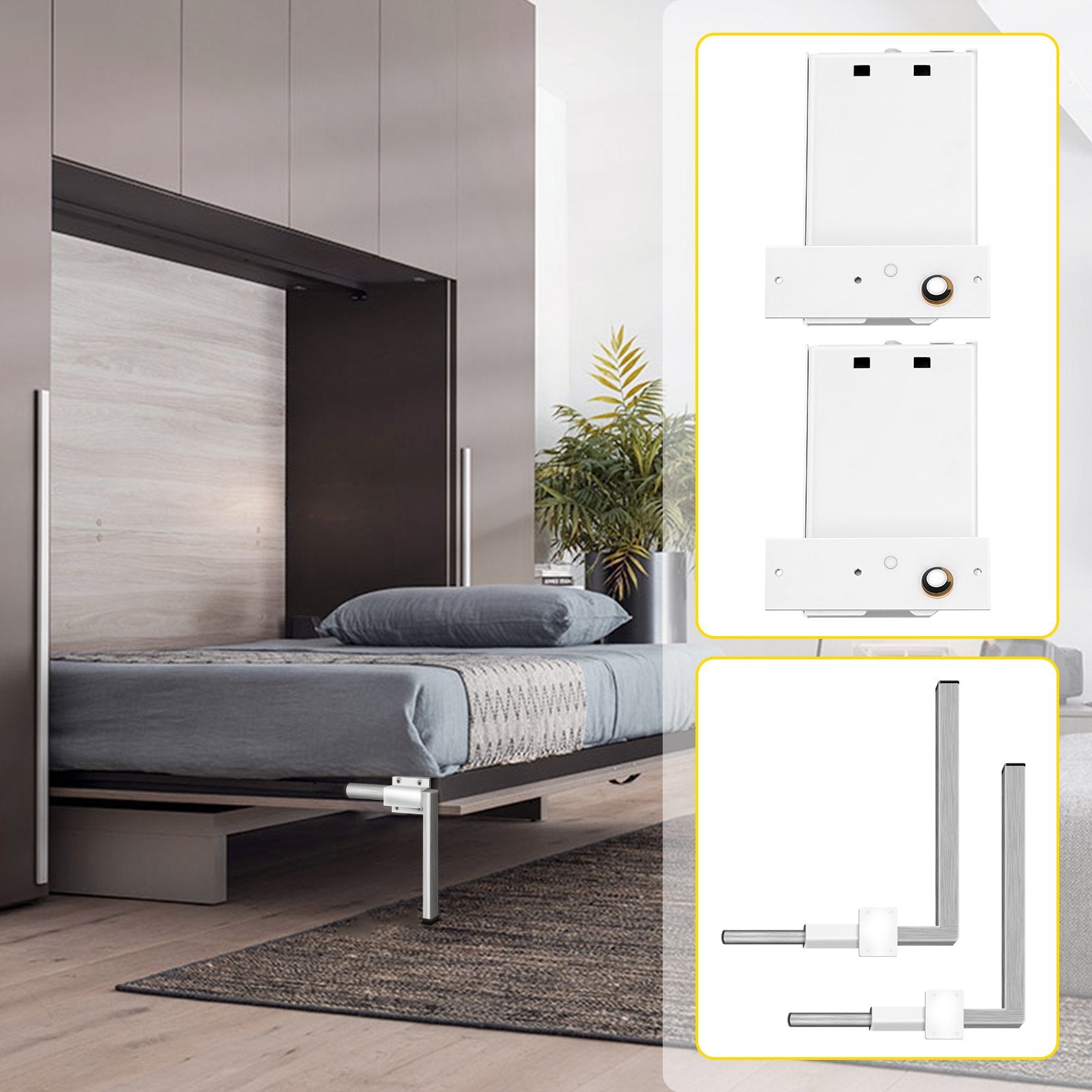 VEVOR DIY Murphy Bed Springs Mechanism Hardware Kit Horizontal for Twin Size Bed 8