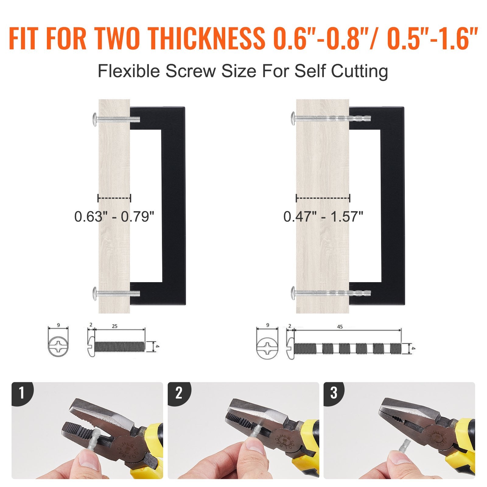 VEVOR 10 Pack Cabinet Pulls, 3in / 76mm Center to Center Slim Square Kitchen Cabinet Drawer, Stainless Steel Modern Kitchen Cupboard Door Handles for Kitchen Bathroom Bar Hardware Matte Black 3