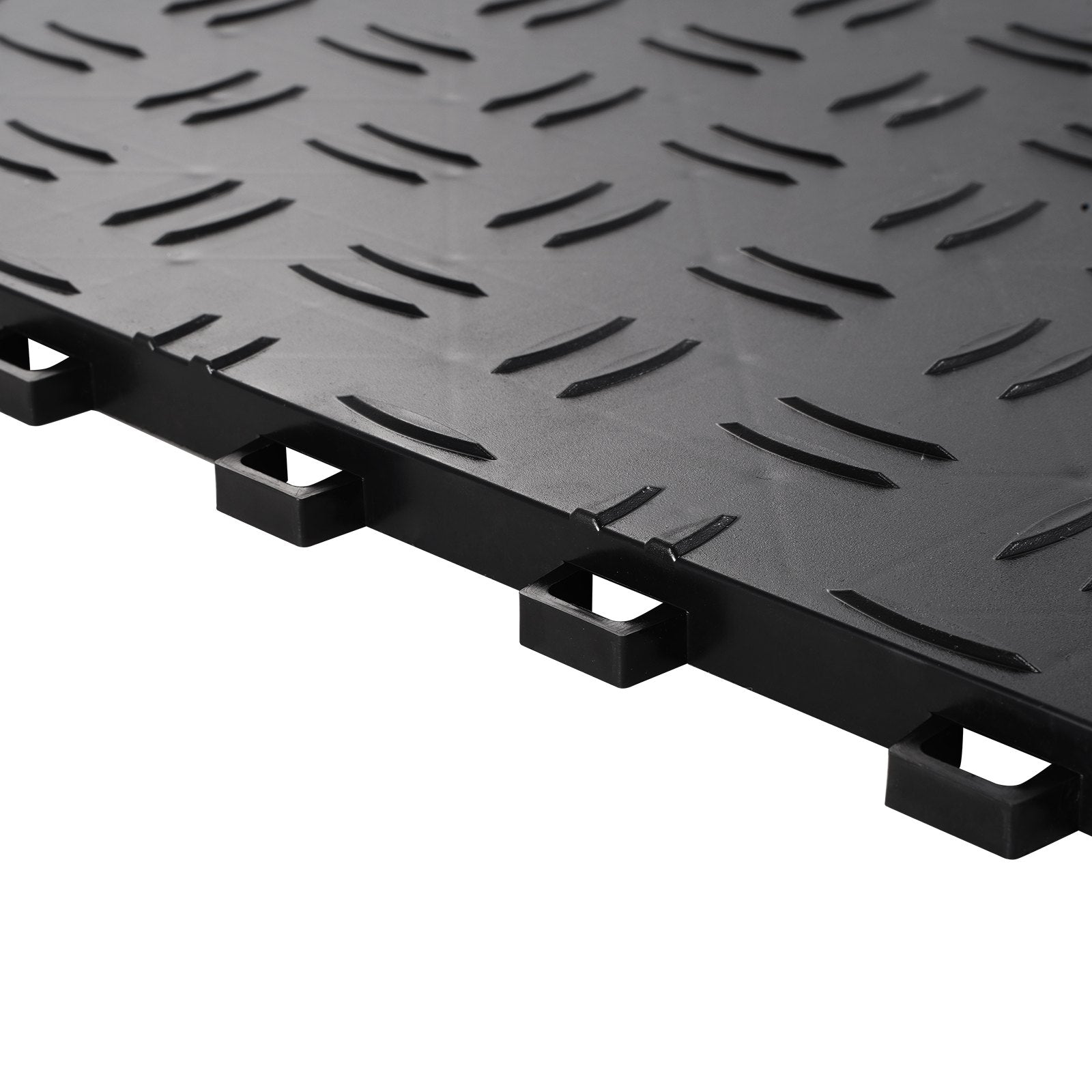 VEVOR Garage Tiles Interlocking, 12 x 12 x 0.53 inch 50 Pack Garage Floor Covering Tiles, Non-Slip Double-Sided Texture Garage Flooring Tiles, for Garages, Basements, Repair Shops, Black 11
