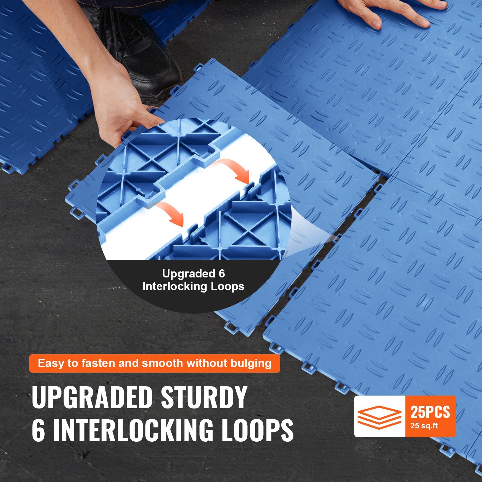 VEVOR Garage Tiles Interlocking 12x12 in 25 Pack Garage Flooring Tiles Blue 6
