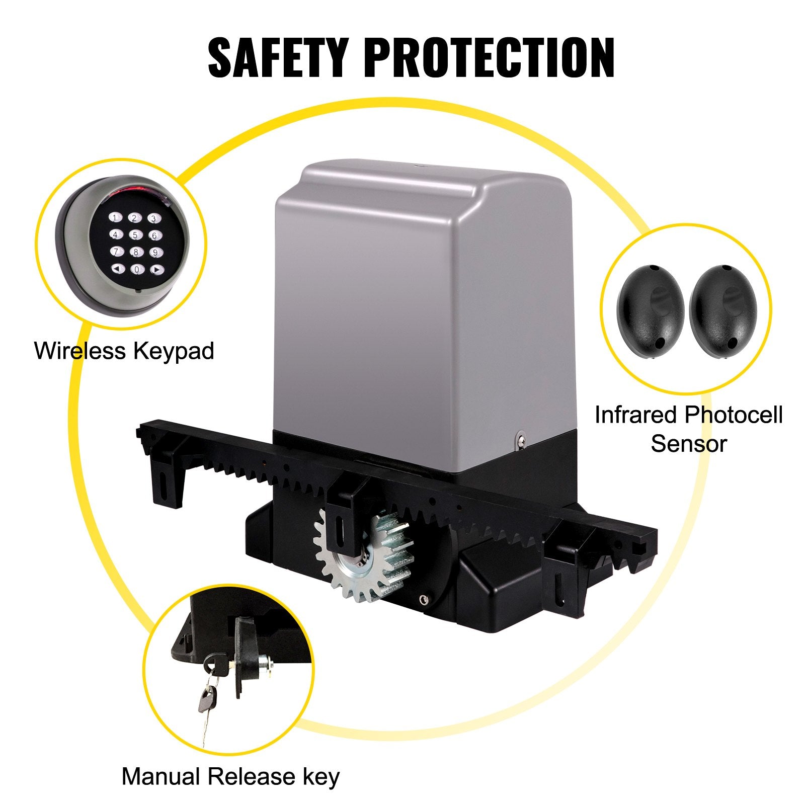 VEVOR Sliding Gate Opener Automatic Sliding Gate 1800 KG 4 Remote & APP Control 6