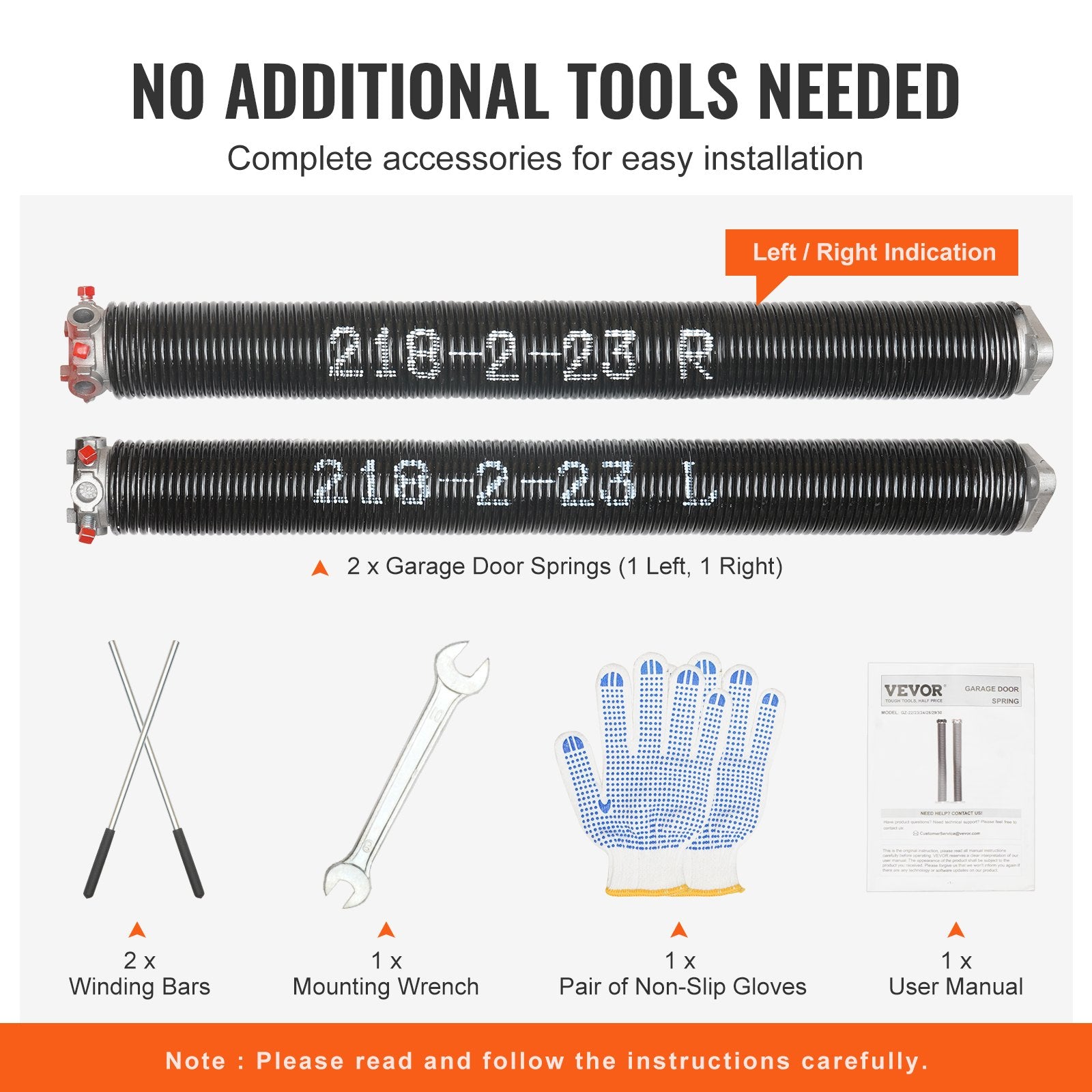 VEVOR Garage Door Torsion Springs Pair of 0.218 x 2 x 23inch with Winding Bars 5