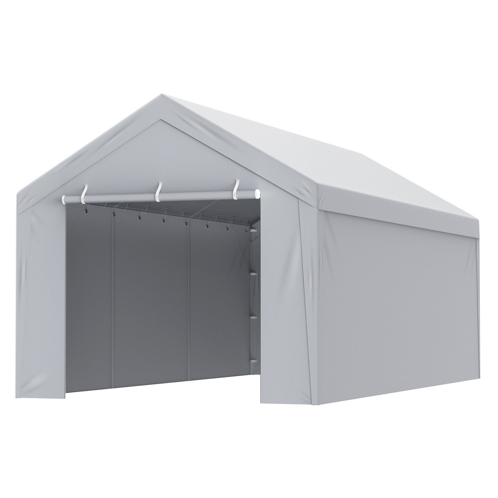 VEVOR Carport Replacement Canopy Cover Top + Side Wall 10 x 20 ft, Garage Tent Shelter Tarp Heavy-Duty Waterproof & UV Protected, Easy Installation with Ball Bungees,White (Frame Not Included)