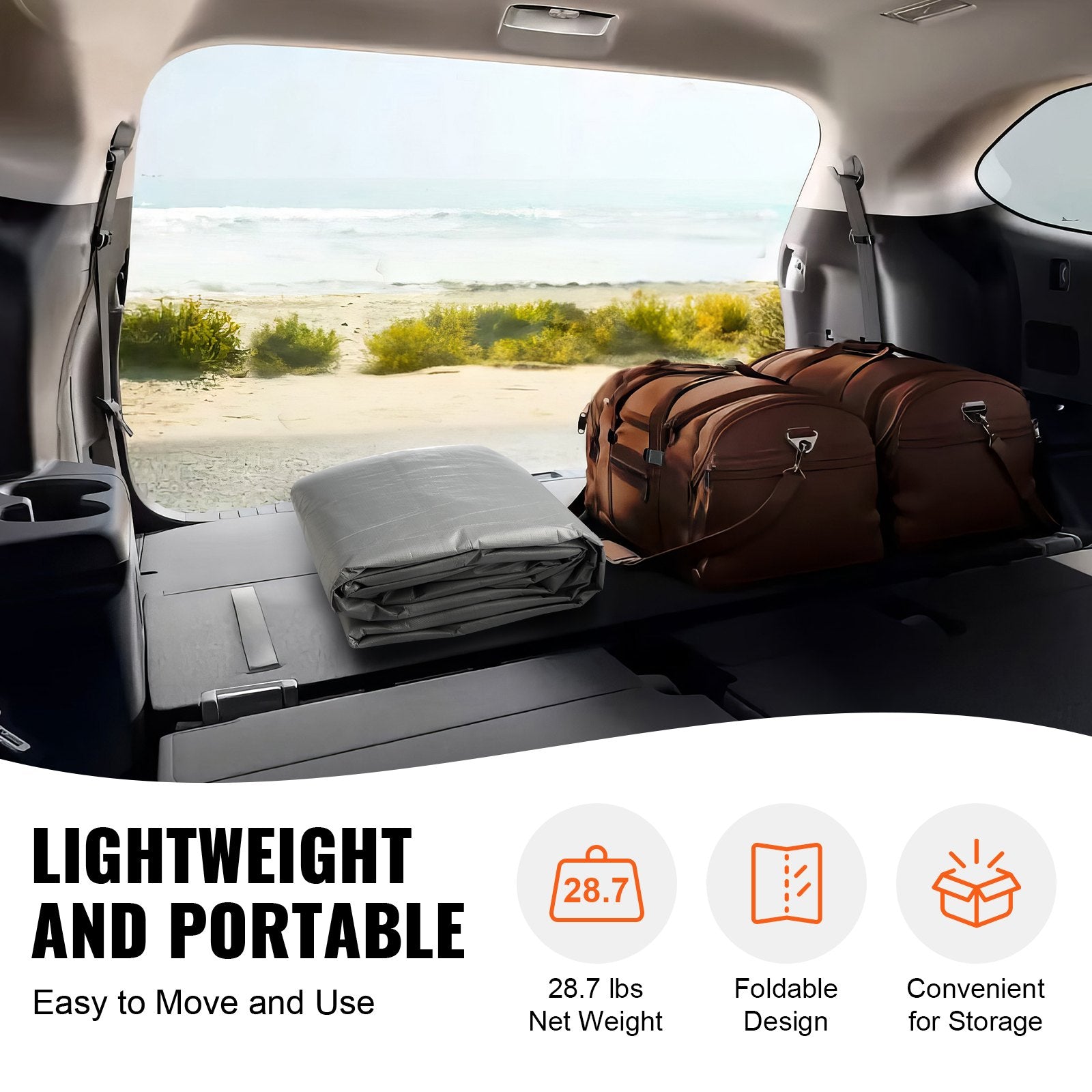 VEVOR Carport Replacement Canopy Cover Top + Side Wall 10 x 20 ft, Garage Tent Shelter Tarp Heavy-Duty Waterproof & UV Protected, Easy Installation with Ball Bungees,White (Frame Not Included) 6