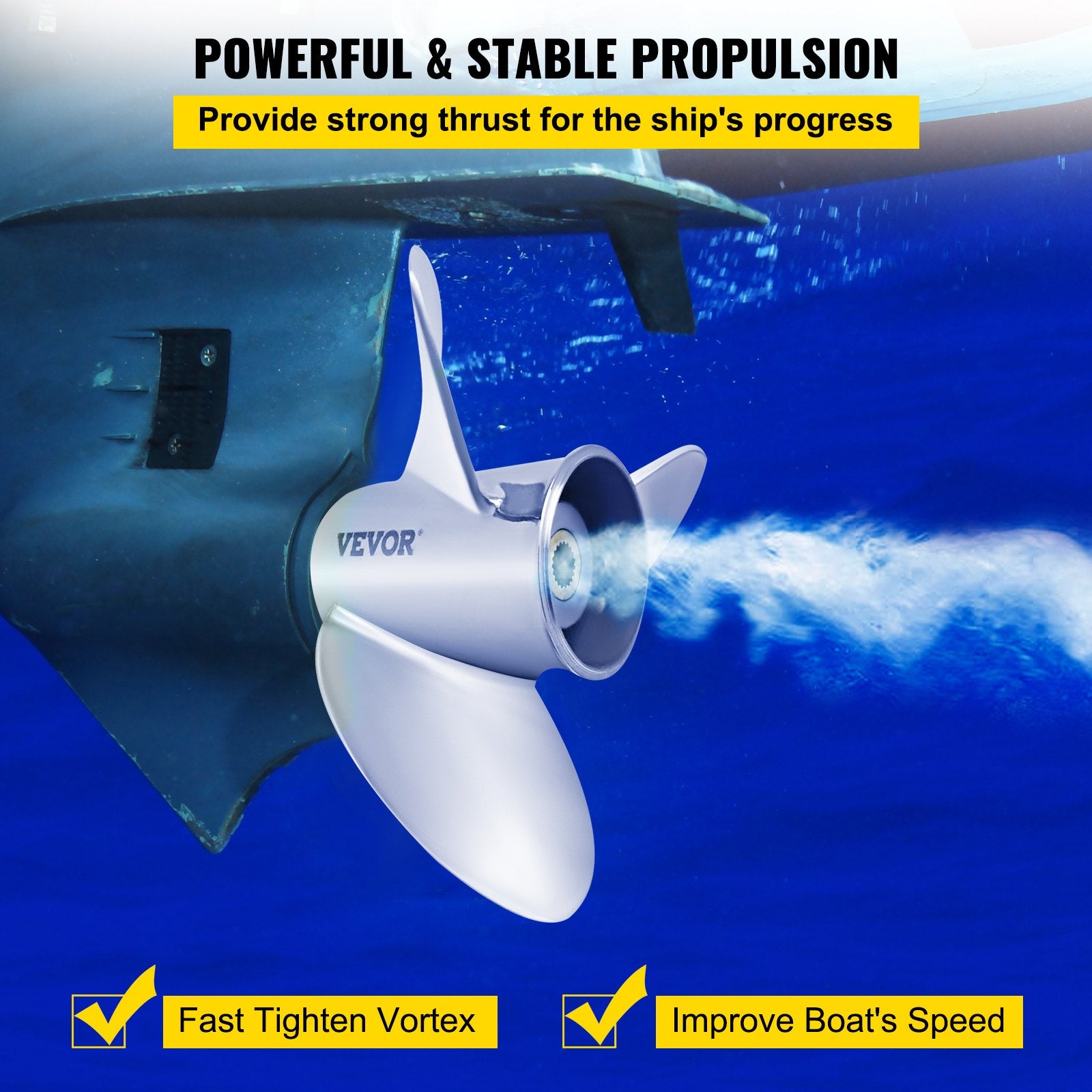 VEVOR Outboard Propeller, Replace for OEM 3860709, 3-Blade 14.5\" x 21\" Pitch Steel Boat Propeller, Compatible with Volvo Penta SX Drive All Models, with 19 Tooth Splines, RH 3