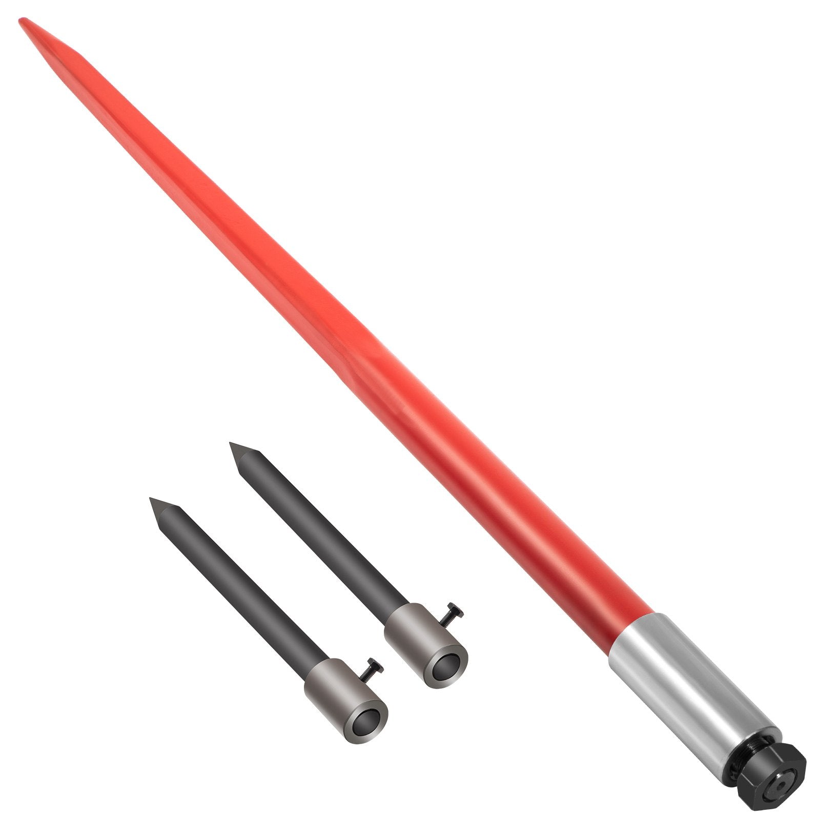 VEVOR Hay Spear 49" Bale Spear 3000 lbs Capacity, Bale Spike Quick Attach Square Hay Bale Spears, Red Coated Bale Forks, Bale Hay Spike with 2 Stabilizer Spears 11