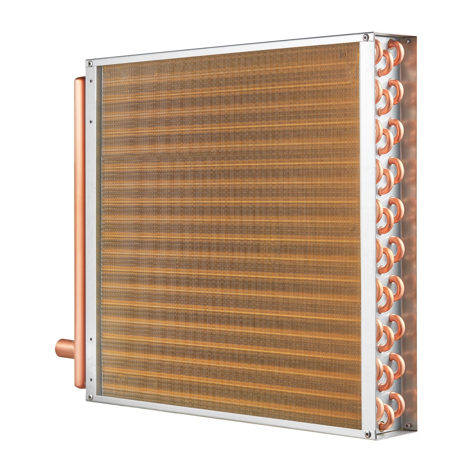 VEVOR 20"x 20" Heat Exchanger Water to Air 3-Row 3/8" Copper Ports 242 Fins 11