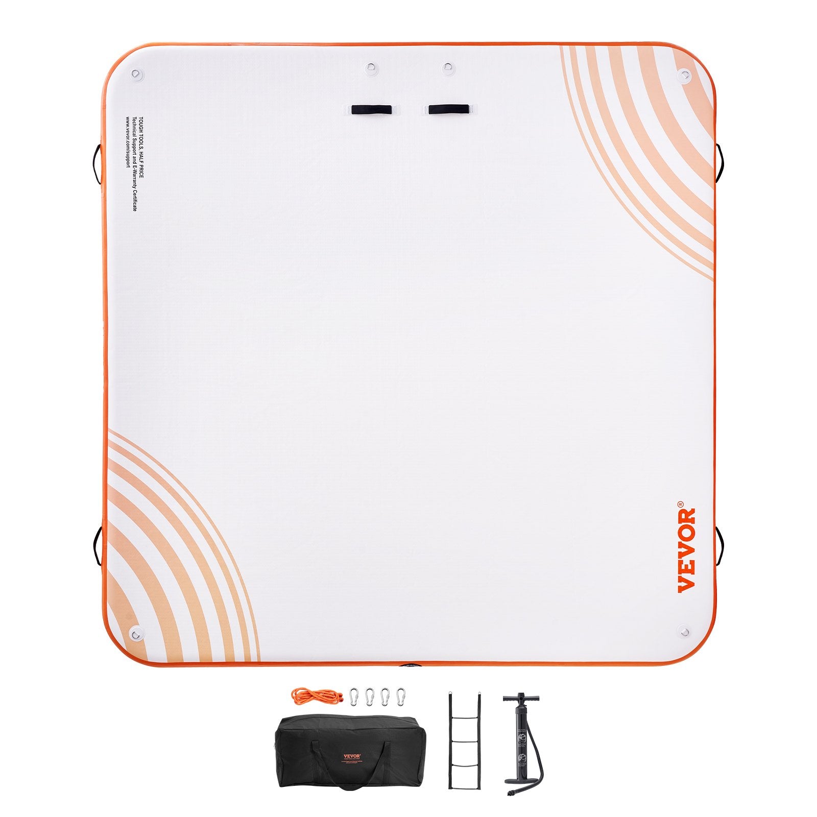 VEVOR Inflatable Floating Dock, 10 x 10FT Inflatable Dock Platform, Non-Slip Water Floating Dock Mat with Portable Carrying Bag & Detachable Ladder, Floating Platform Island Raft for Pool Beach Ocean 9