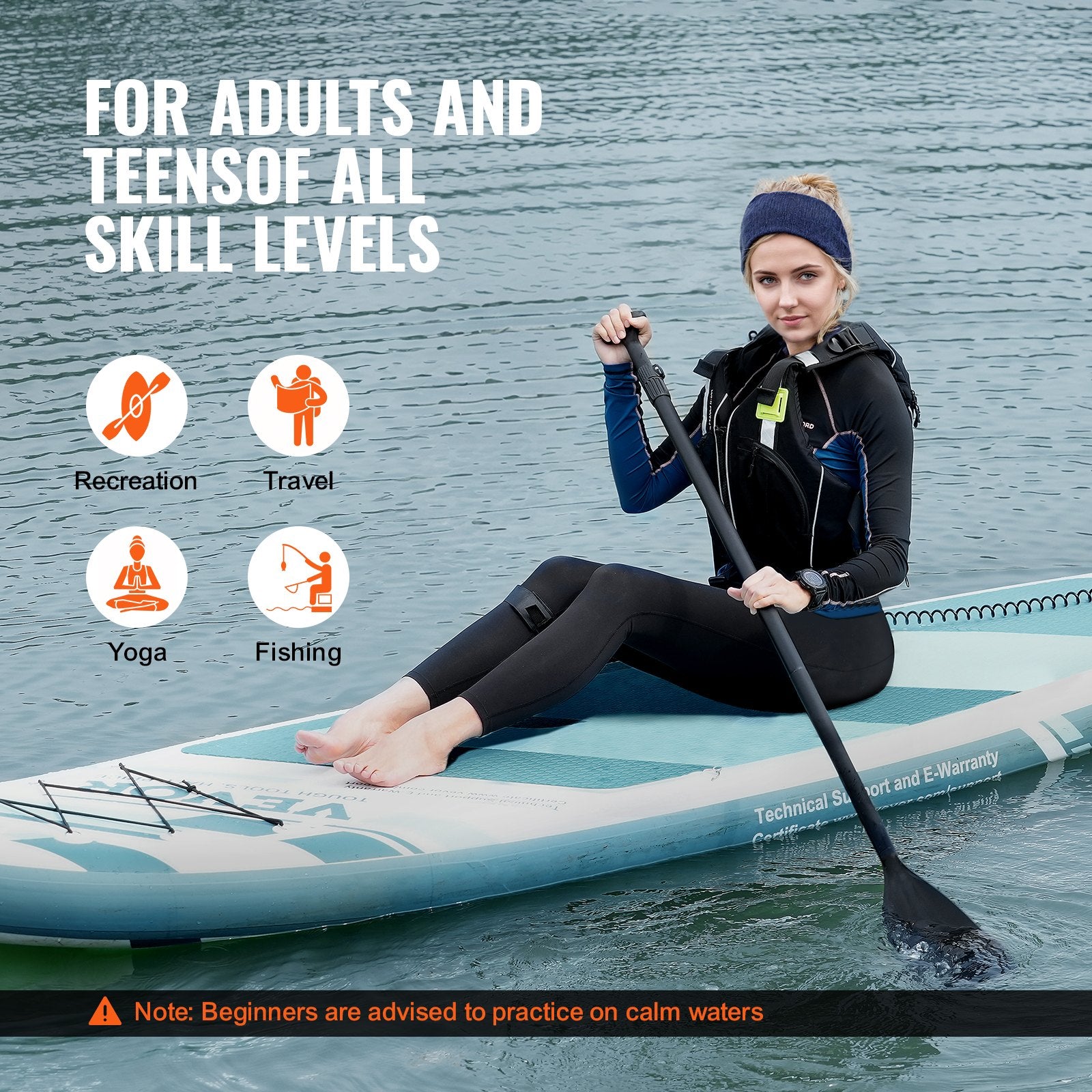VEVOR Inflatable Stand Up Paddle Board, 152 mm Wide SUP Paddleboard, with Board Accessories, Pump, Paddle, Fin, Phone Bag, Backpack, Ankle Leash, Repair Kit, Non-slip Deck for Youth & Adults 6
