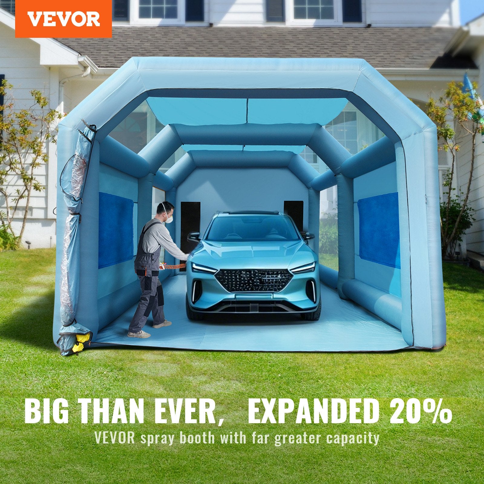 VEVOR Inflatable Paint Booth, 8.5x4.8x3.3m Inflatable Spray Booth, High Powerful 750W+950W Blowers Spray Booth Tent, Car Paint Tent Air Filter System for Car Parking Tent Workstation Motorcycle Garage
