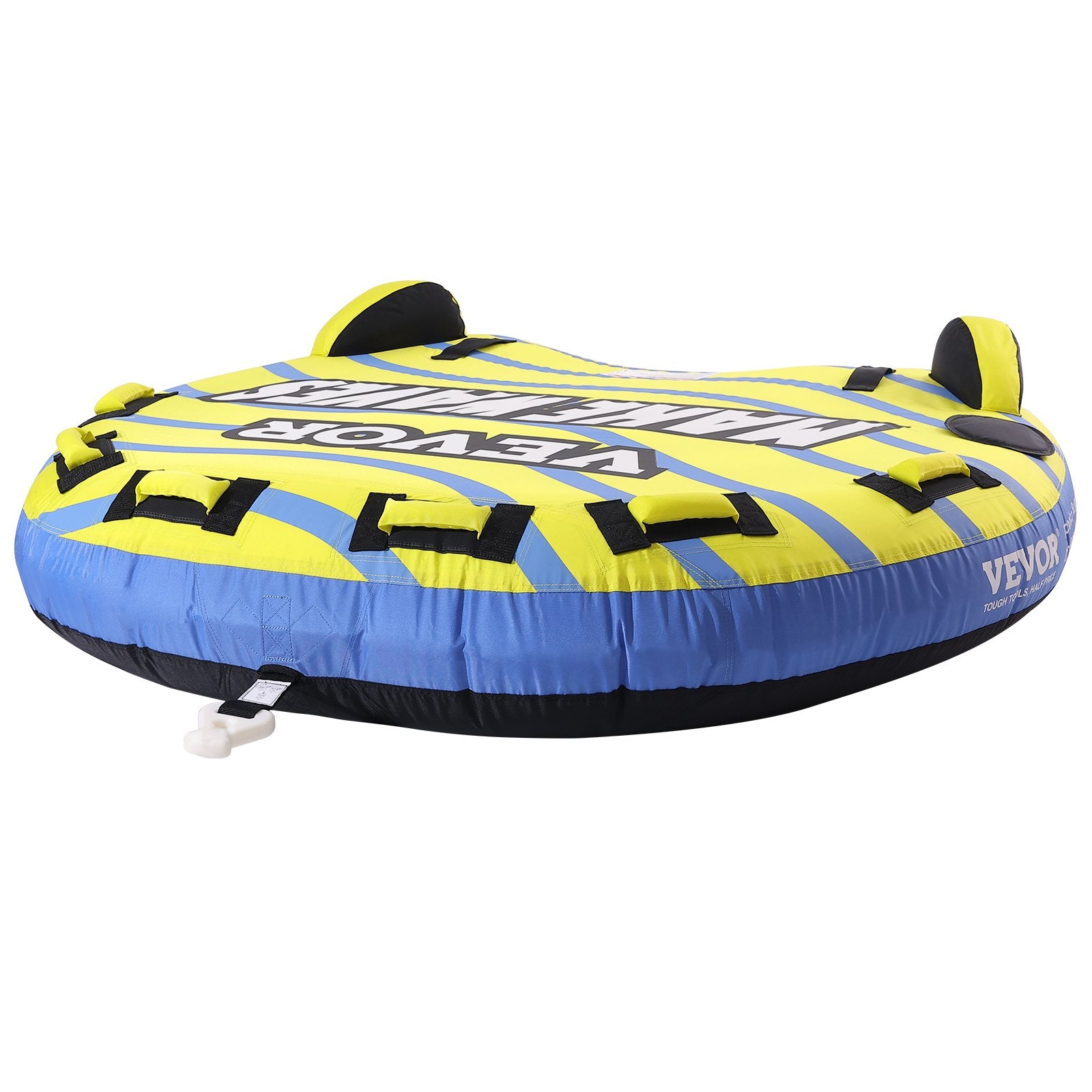 VEVOR Towable Tube for Boating, 1-3 Riders Inflatable Towable Tube with Bumper Fins, 510 lbs Water Sport Towable Tubes for Boats to Pull, Full Nylon Cover, EVA Grab Handles and Speed Safety Valve 11