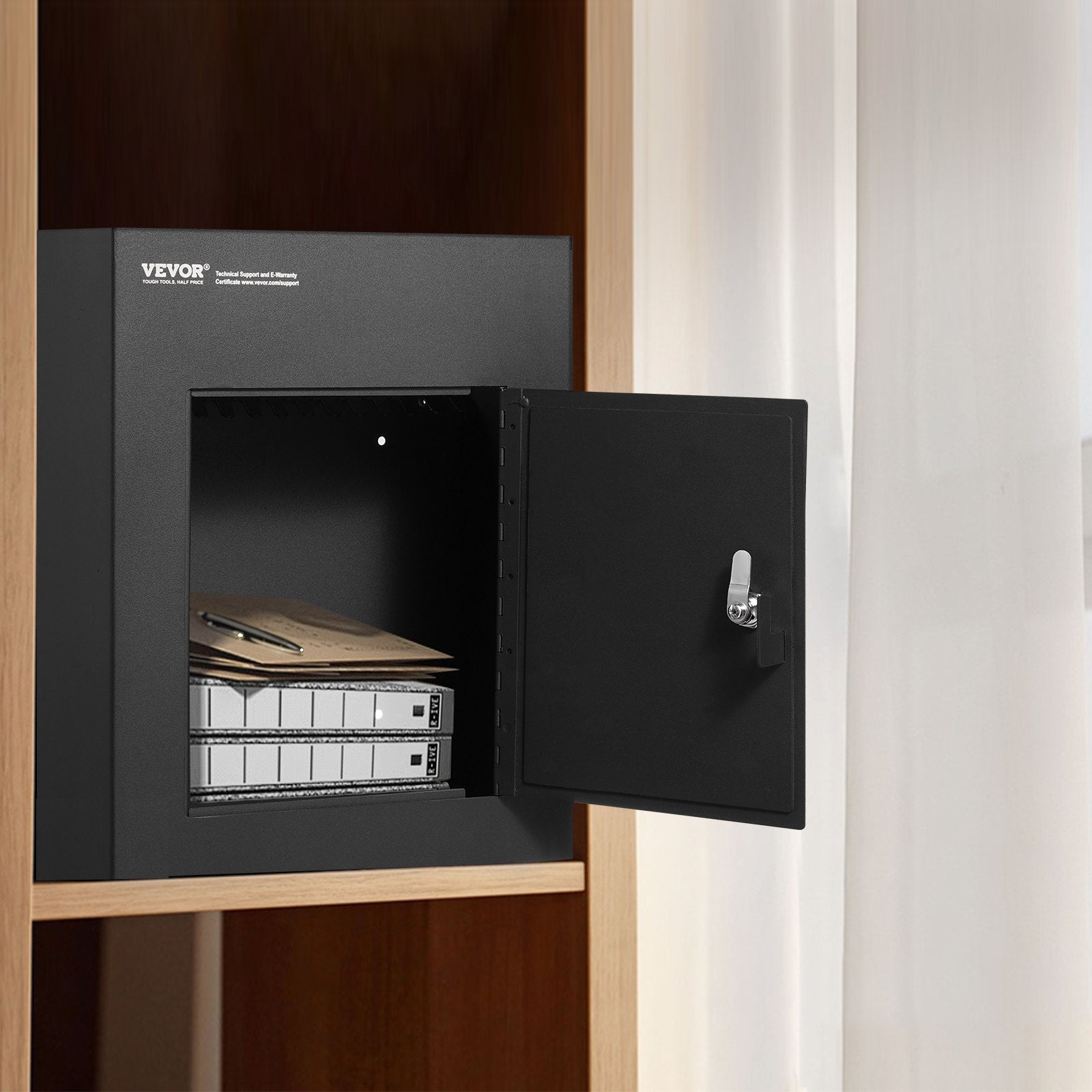 VEVOR Through The Wall Drop Box, Heavy Duty Steel Through the Wall Mailbox with 2.8-7.9" 13" Combination Lock, 13x7x17" Mail Drop Box, Black 8