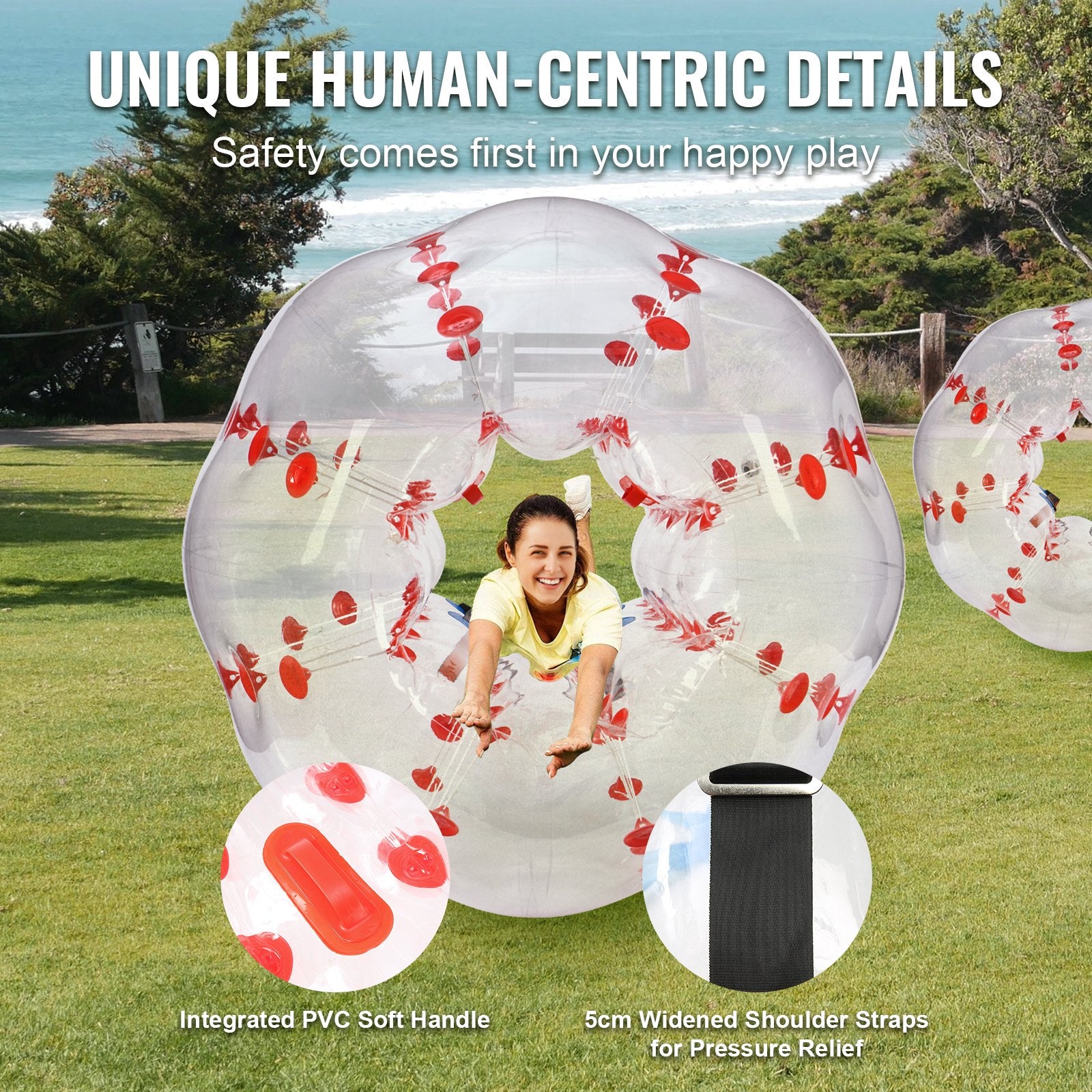 VEVOR Inflatable Bumper Ball 1-Pack, 5FT/1.5M Body Sumo Zorb Balls for Teen & Adult, 0.8mm Thick PVC Human Hamster Bubble Balls for Outdoor Team Gaming Play, Bumper Bopper Toys for Garden, Yard, Park 4