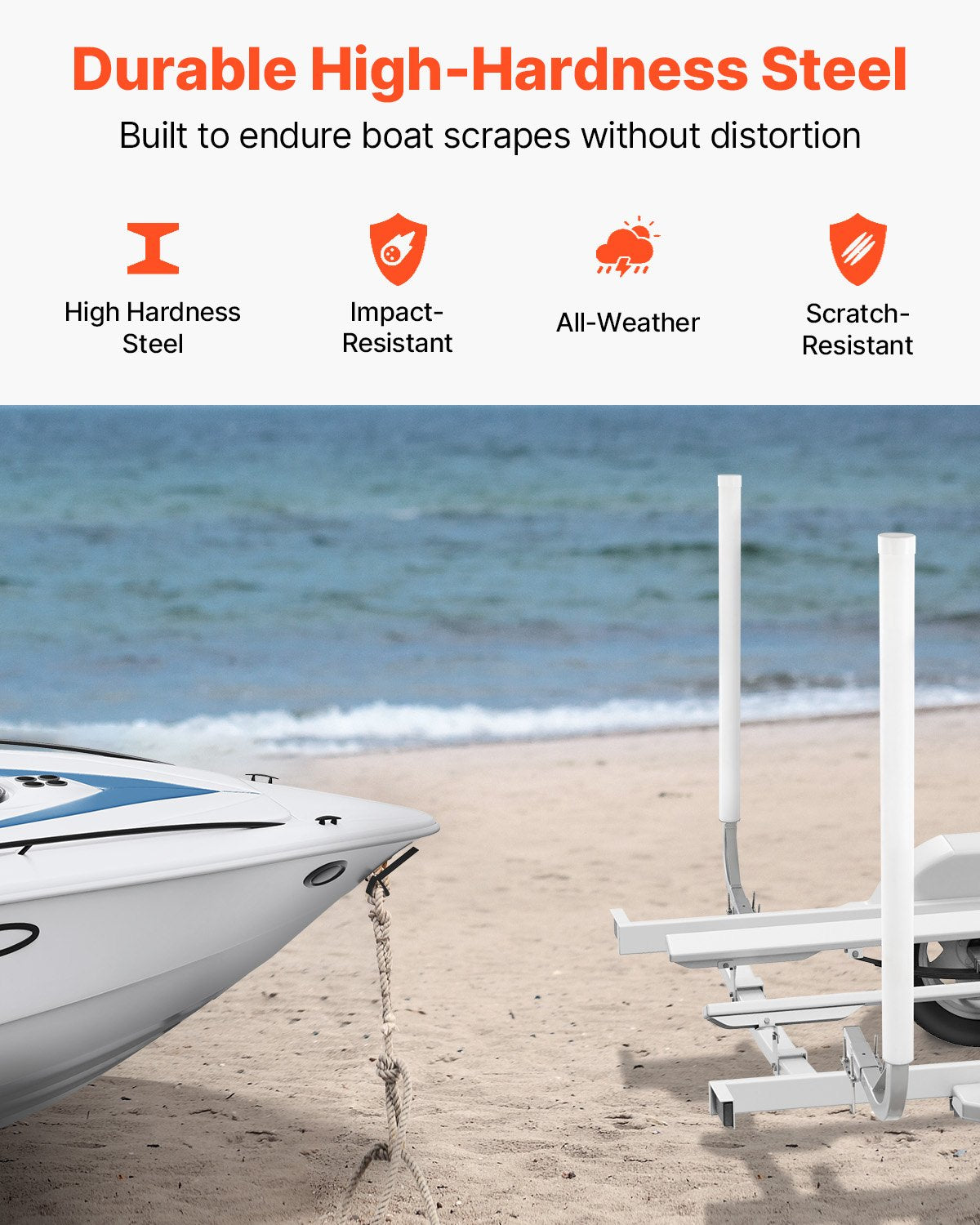 VEVOR Boat Trailer Guide, 1219.2mm Adjustable Design Trailer Guide Poles, 2PCS High-Hardness Steel Trailer Guide-Ons, Trailer Guides with PVC Pipes, for Ski Boat, Fishing Boat or Sailboat Trailer 4