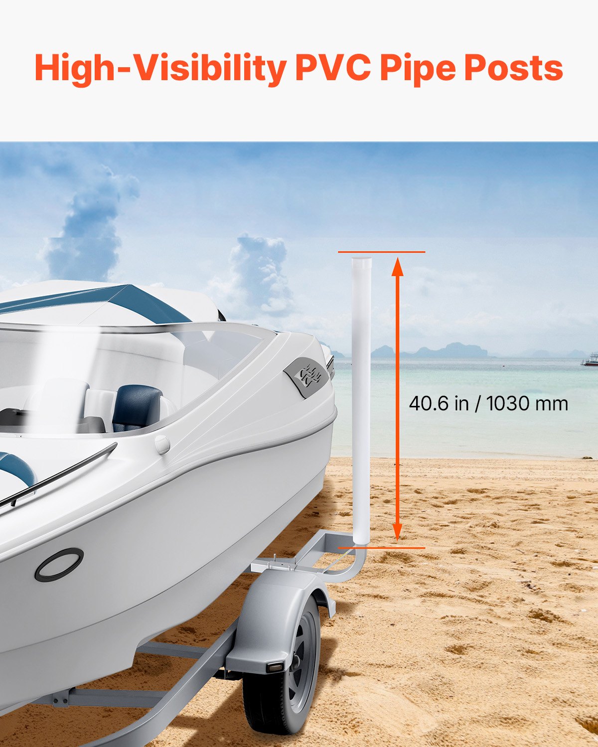 VEVOR Boat Trailer Guide, 1219.2mm Adjustable Design Trailer Guide Poles, 2PCS High-Hardness Steel Trailer Guide-Ons, Trailer Guides with PVC Pipes, for Ski Boat, Fishing Boat or Sailboat Trailer 5