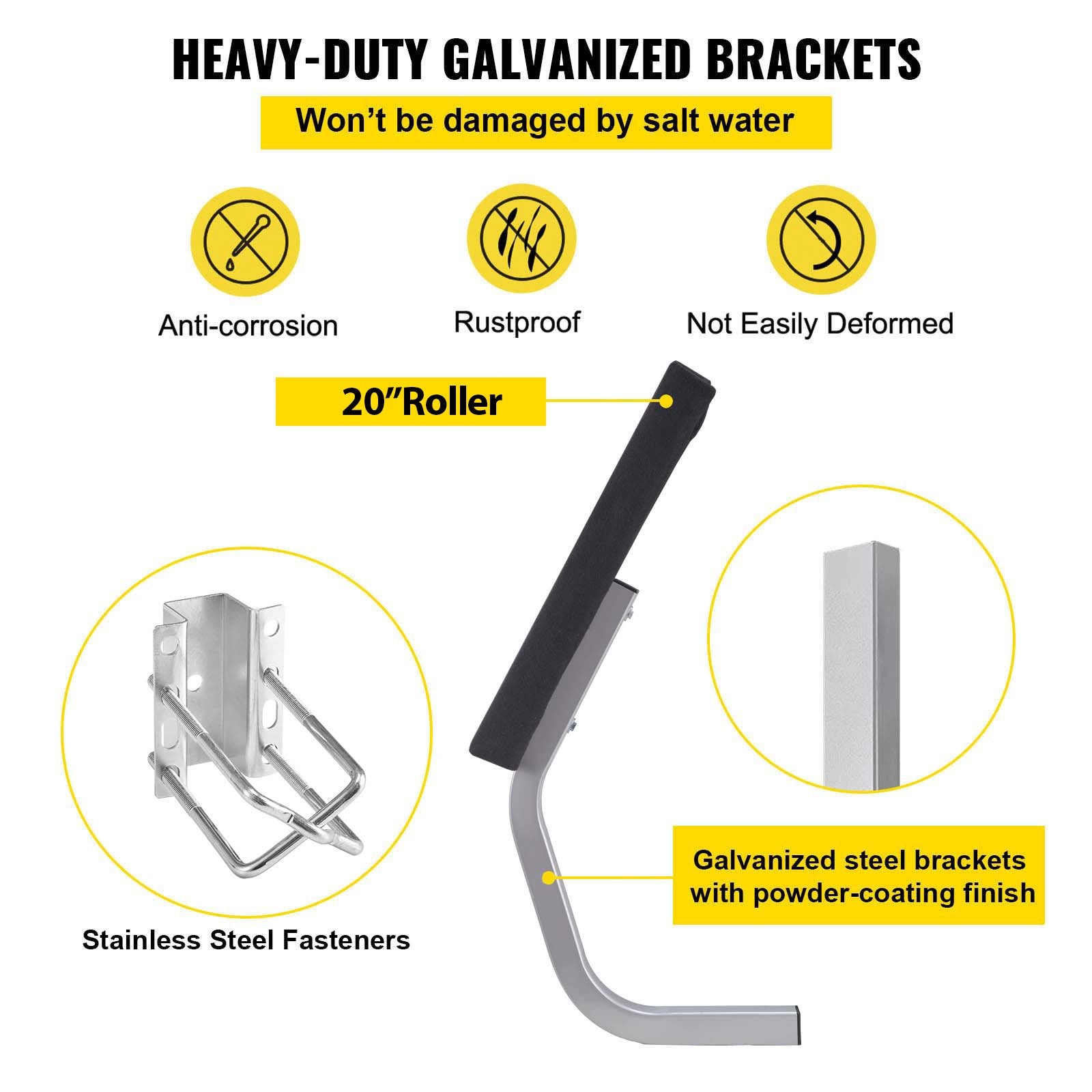 VEVOR Boat Trailer Guide on, 24\", One Pair Trailer Pontoon Bunk Board Guide-ons, Steel Trailer Guides, Complete Mounting Accessories Included, for Ski Boat, Fishing Boat or Sailboat Trailer 5