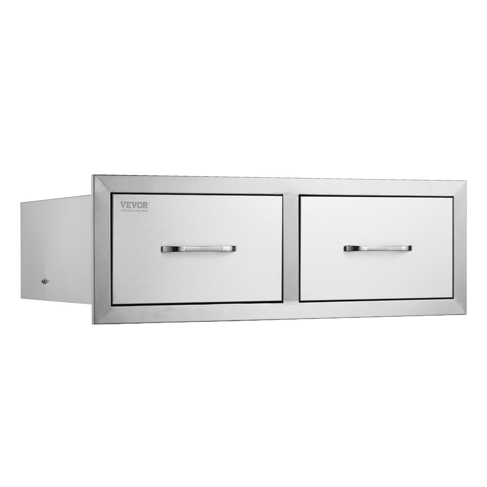 VEVOR Outdoor Kitchen Drawers 30" W x 10" H x 20" D, Horizontal Double BBQ Access Drawers Stainless Steel with Handle, BBQ Island Drawers for Outdoor Kitchens or Patio Grill Station 9