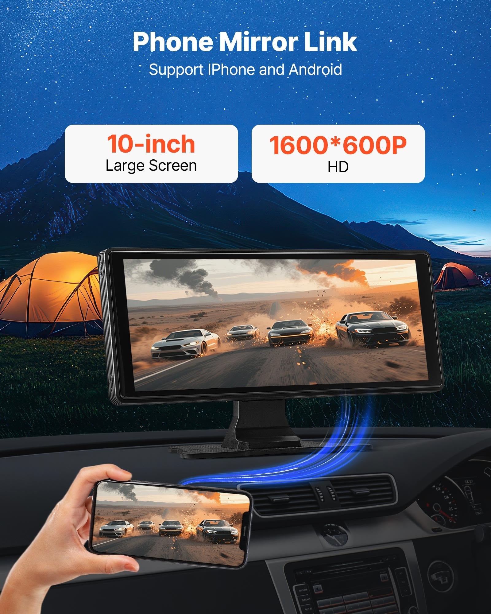 VEVOR Car Stereo Radio CarPlay Touchscreen 254mm Apple Android Front/Rear Camera 6